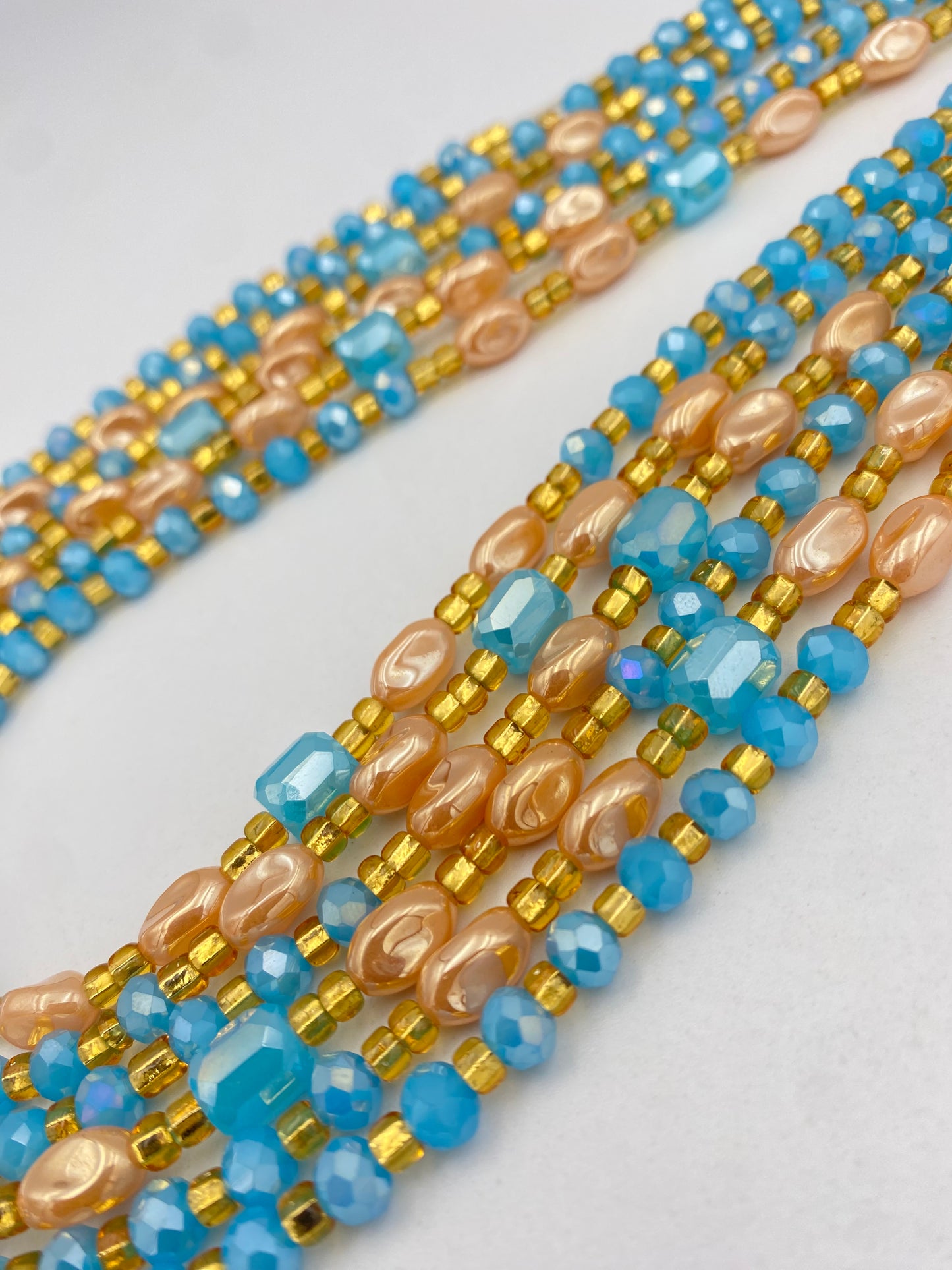 Blue Crystal Waist Bead- Tie on