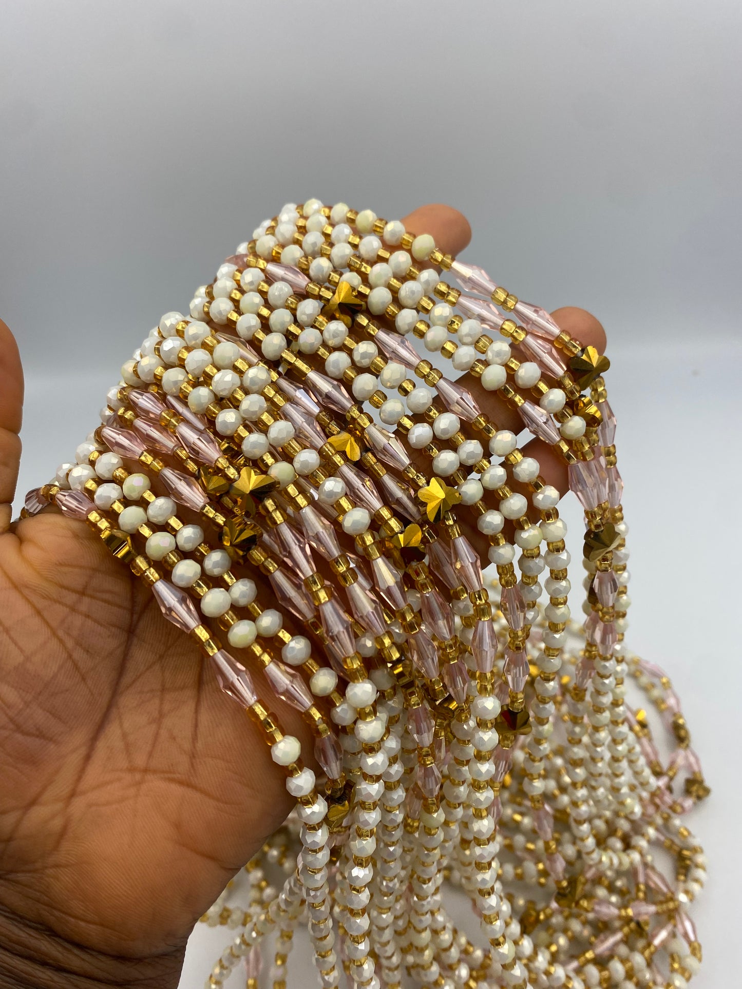 White Crystal Waist Bead- Tie on