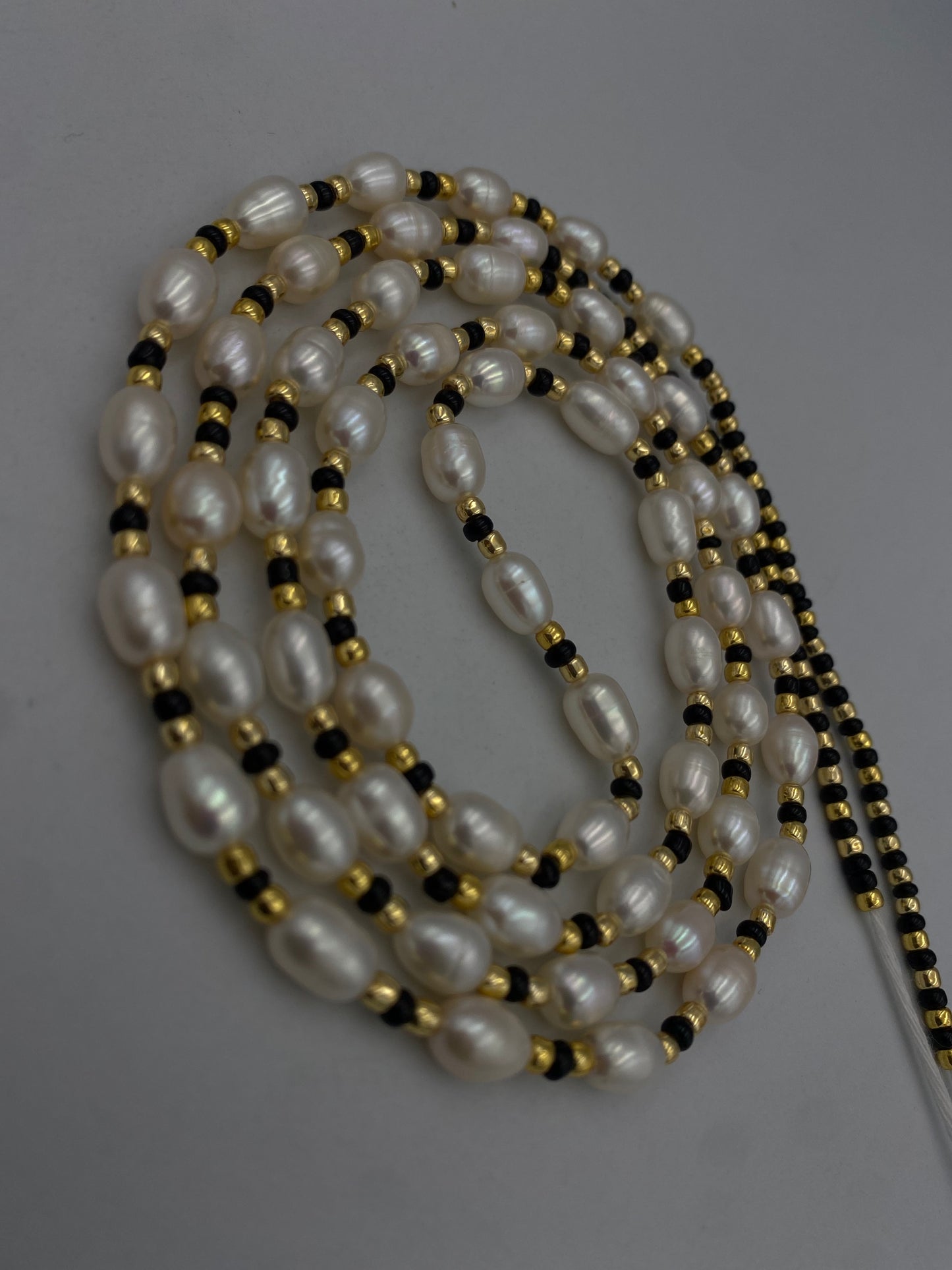 Freshwater Pearl & Crystal Waist Beads – 45” Permanent Tie-On Jewelry~ Choose Your design