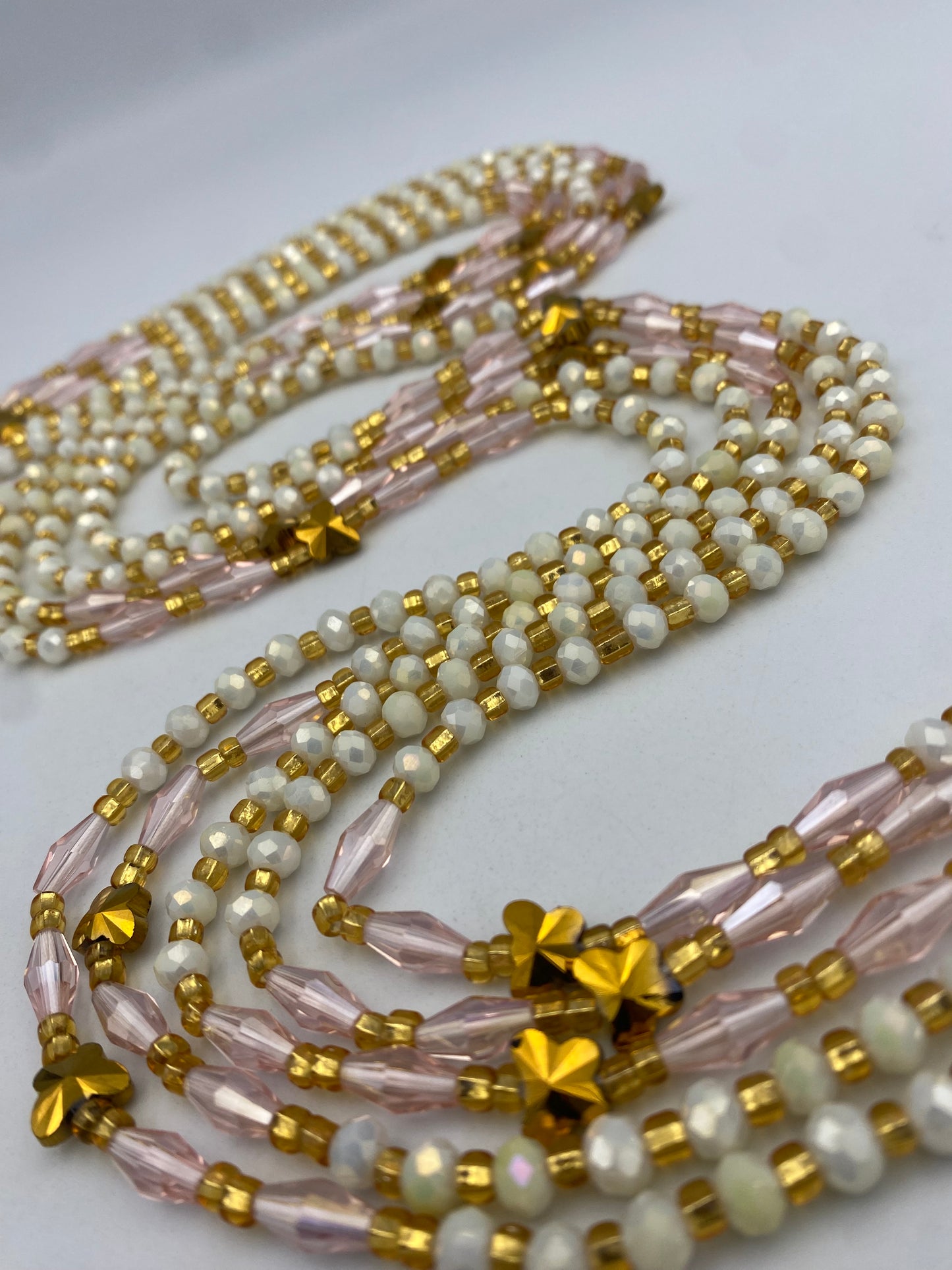 White Crystal Waist Bead- Tie on