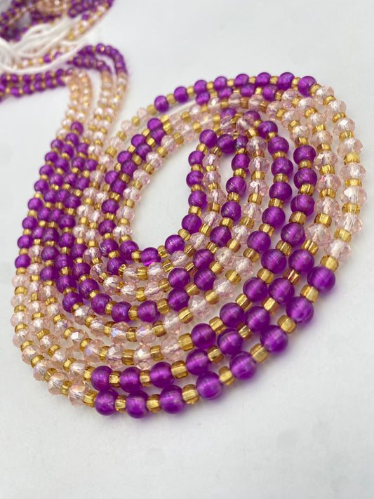 Zafira- Purple Crystal  WaistBead | Luxury Crystal Waist Bead | African WaistBead | Price Per Item | Tie On | 45” -50”