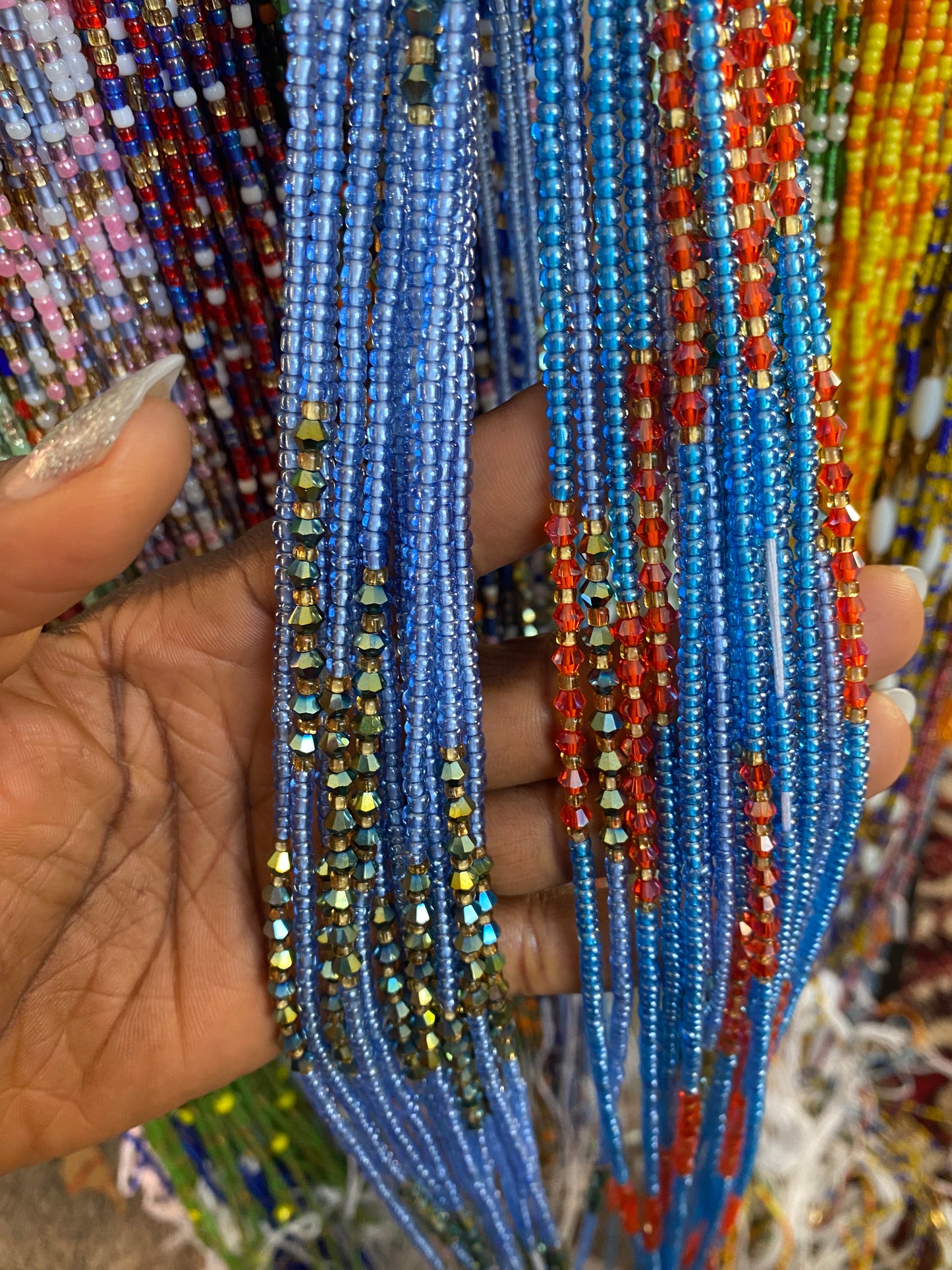 Wholesale Waist Beads – Bulk Multicolored Tie-On Strands (45”–50”)