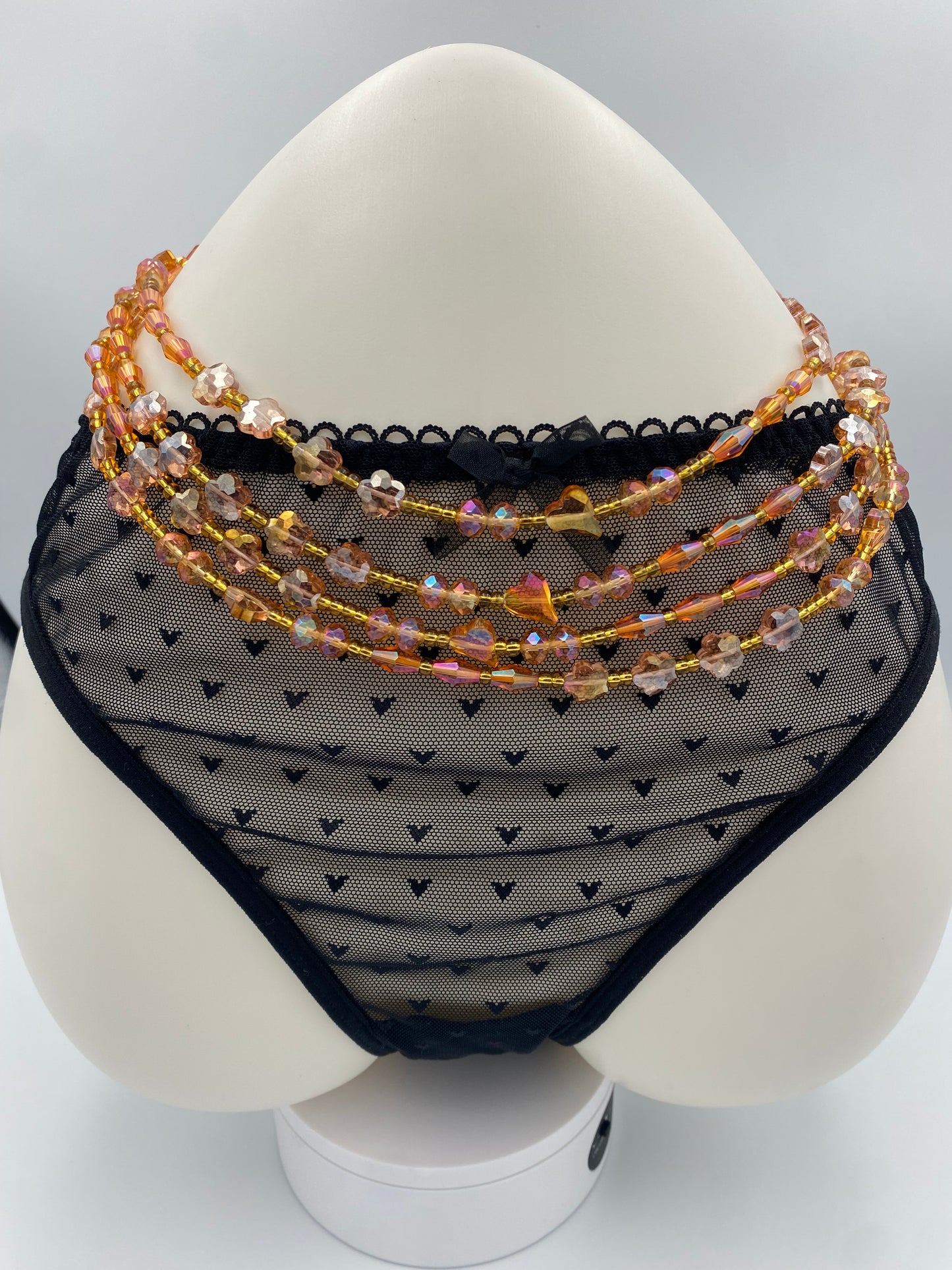 Blossom Sunset~ Luxury Crystal Waistbeads- Tie On