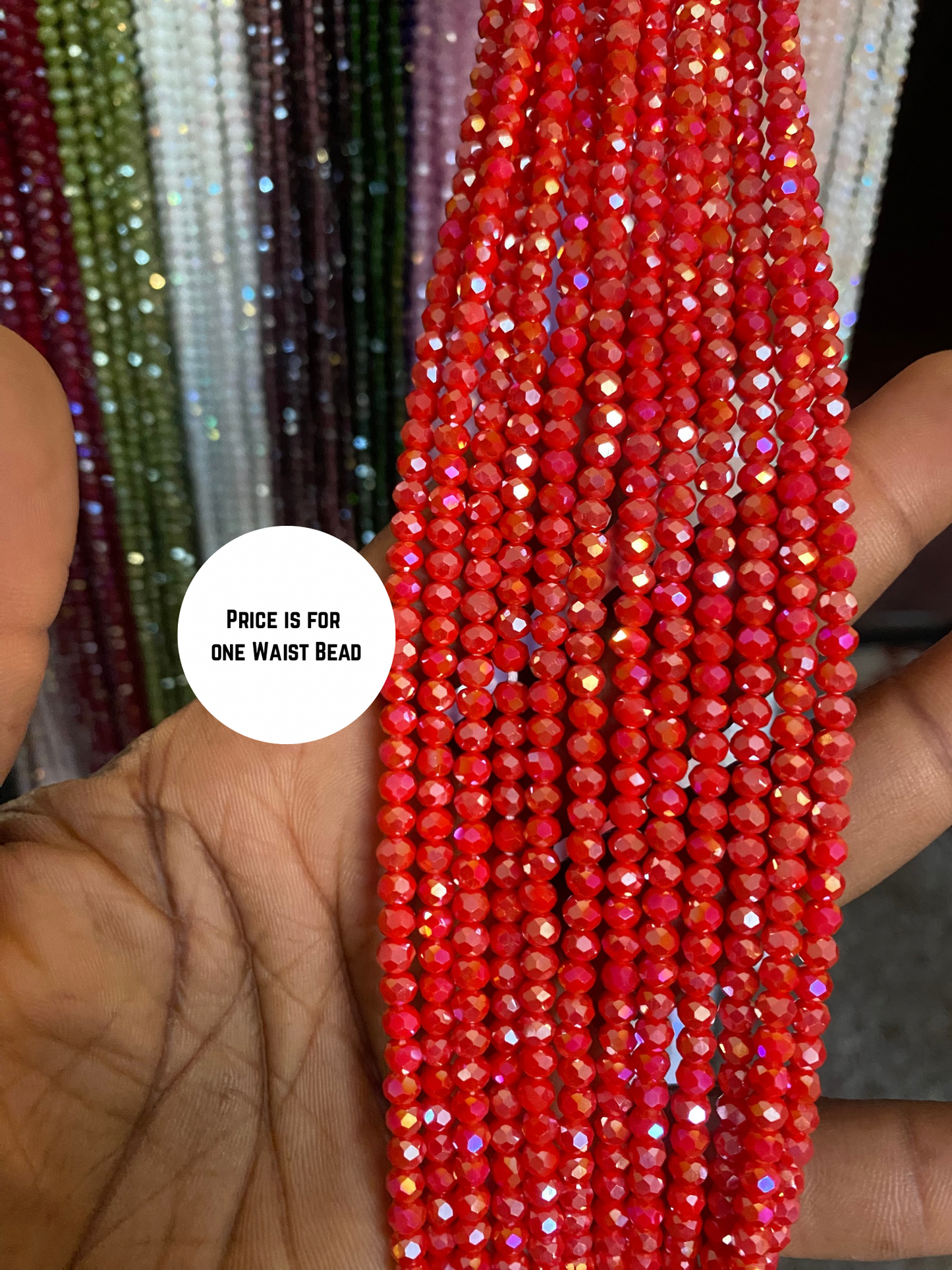 Crystal WaistBeads -TikTok Waist Beads – Variety of Styles – African Waist Jewelry – Tie-On (45”) – Add to Cart, Buy Now – Price Per 1 Waist Bead