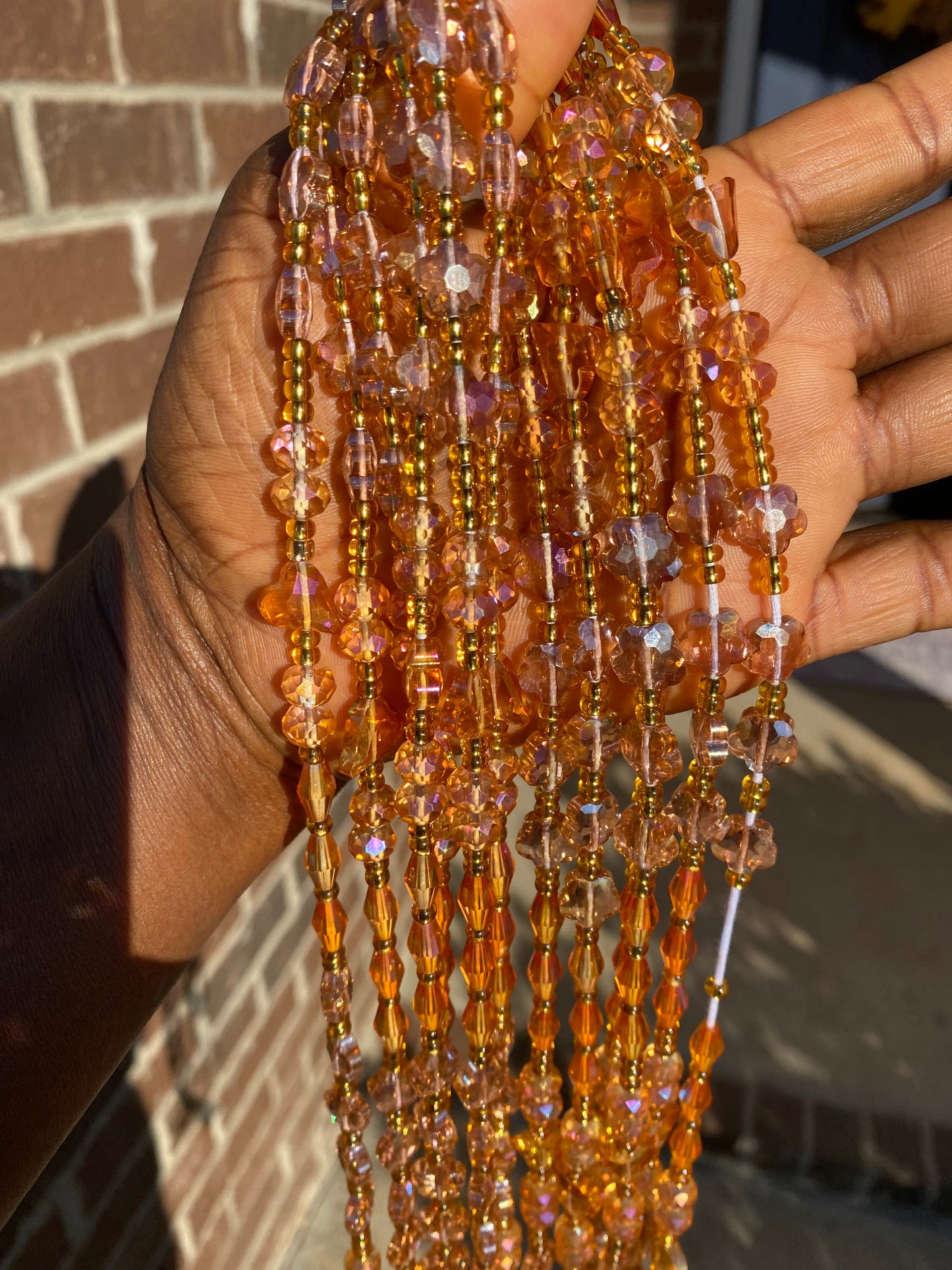 Blossom Sunset~ Luxury Crystal Waistbeads- Tie On