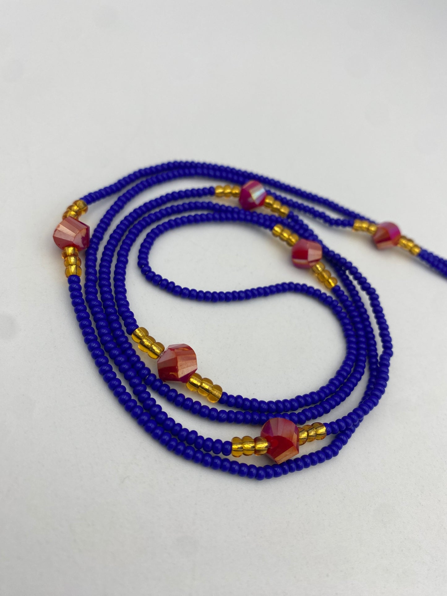 Blue & Red Waist Bead- Tie On