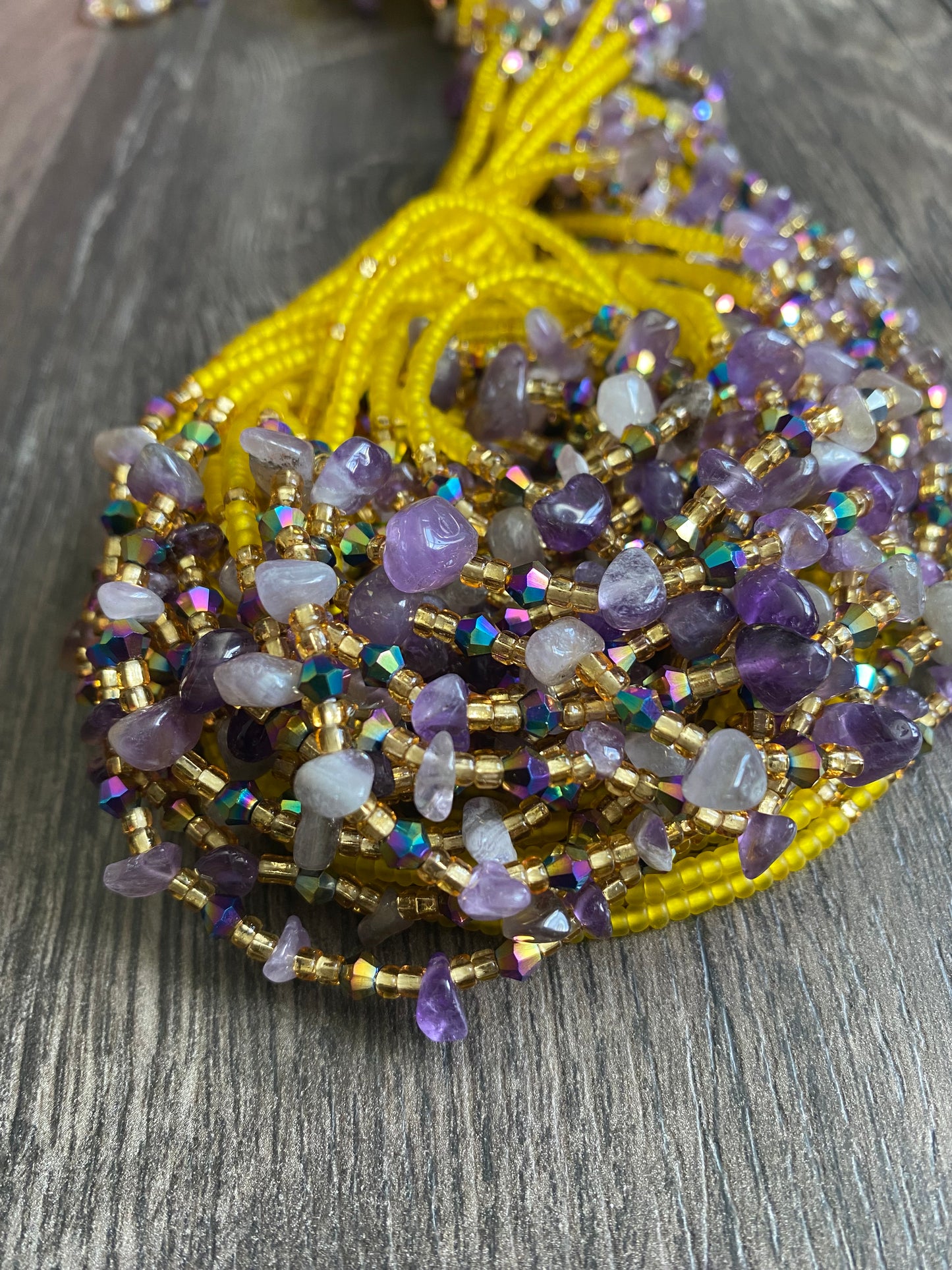 Amethyst  - Yellow Waistbeads- Natural stone waistbead