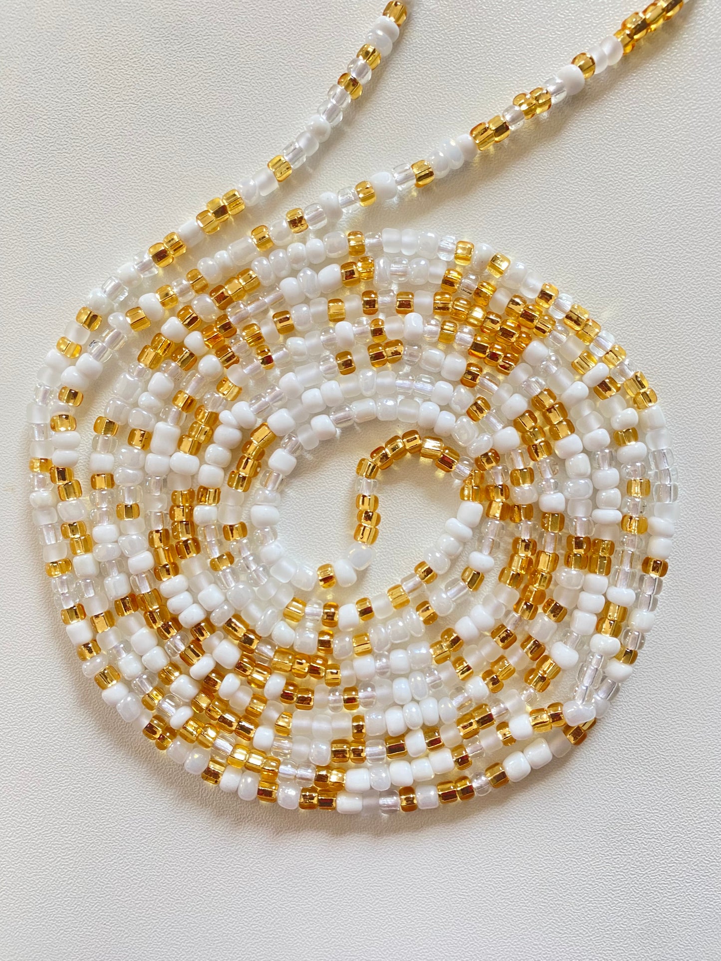 White & Gold ~ Waist Bead Tie on