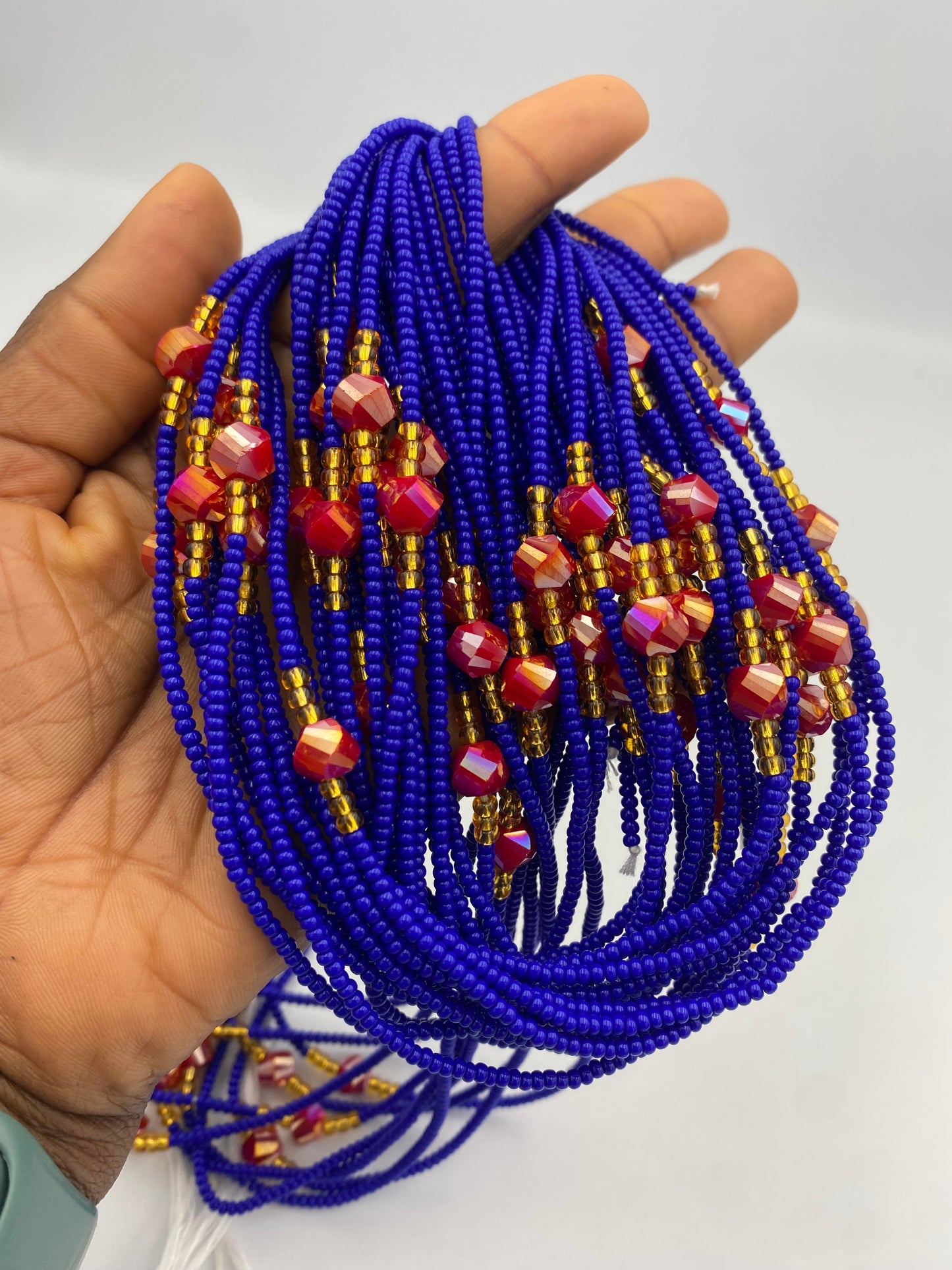 Blue & Red Waist Bead- Tie On