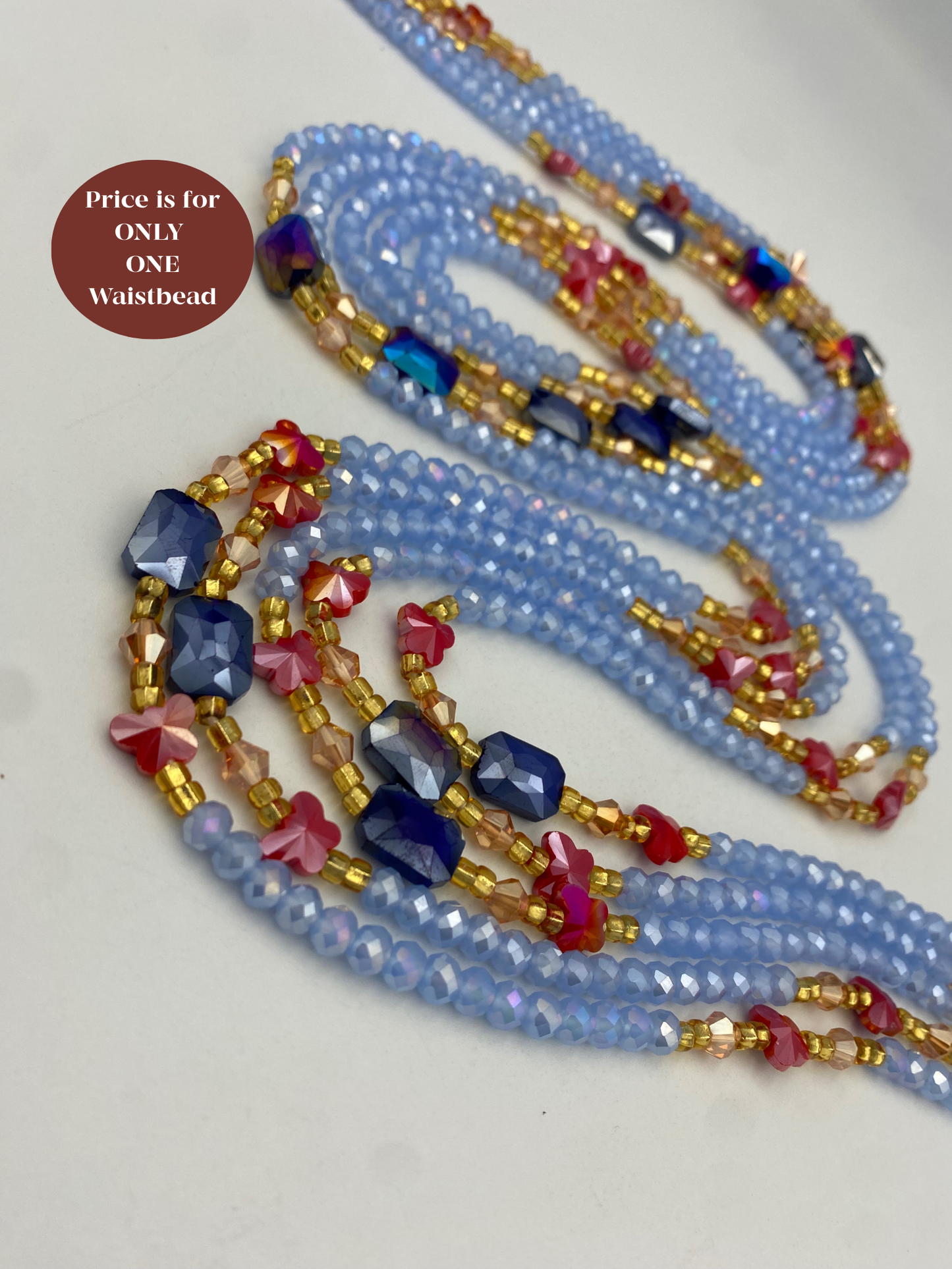 Royal Bloom Waistbead |Add to cart | Price per WaistBead – Tie-On | 45”