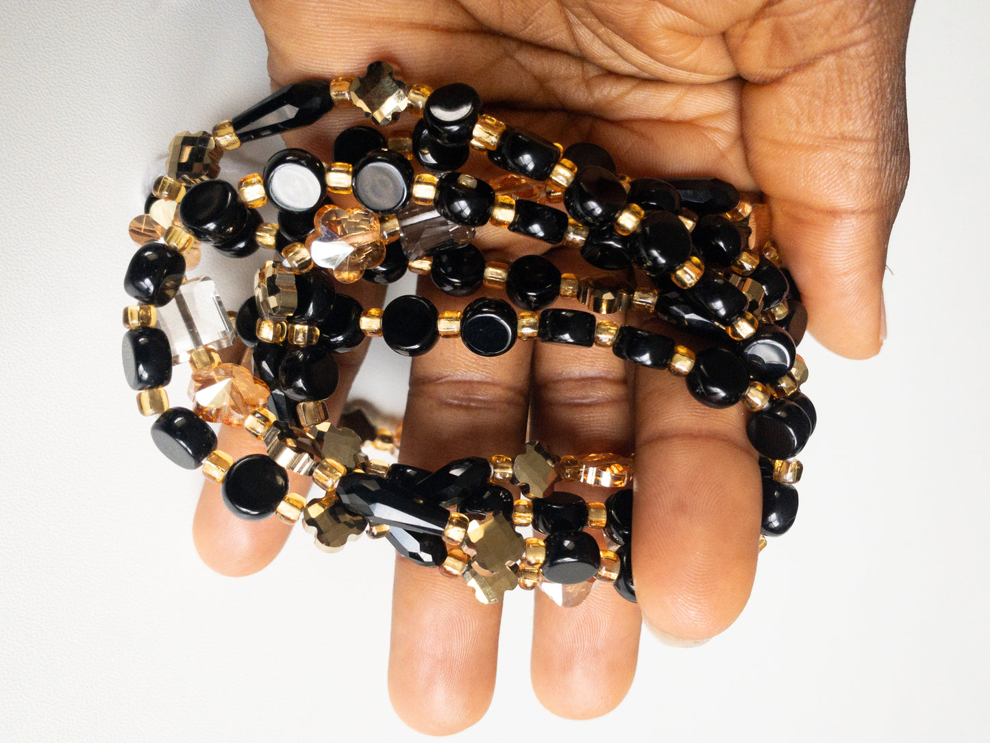 Black Rosa ~ Luxury Crystal Waist Beads