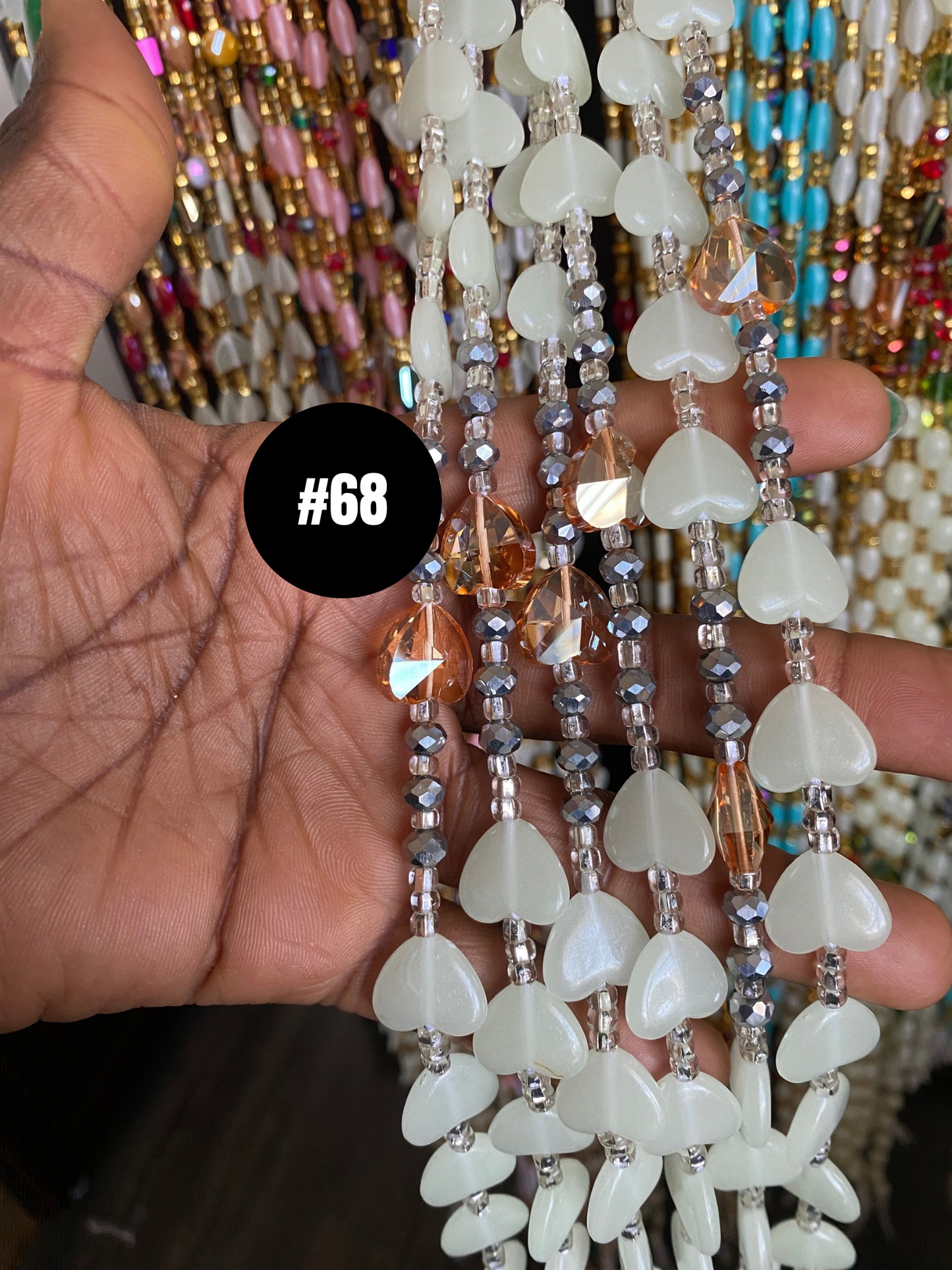 Soft Glow in the Dark  Waist Bead  waistBeads-  Tie On Waist Beads- 45”-50.