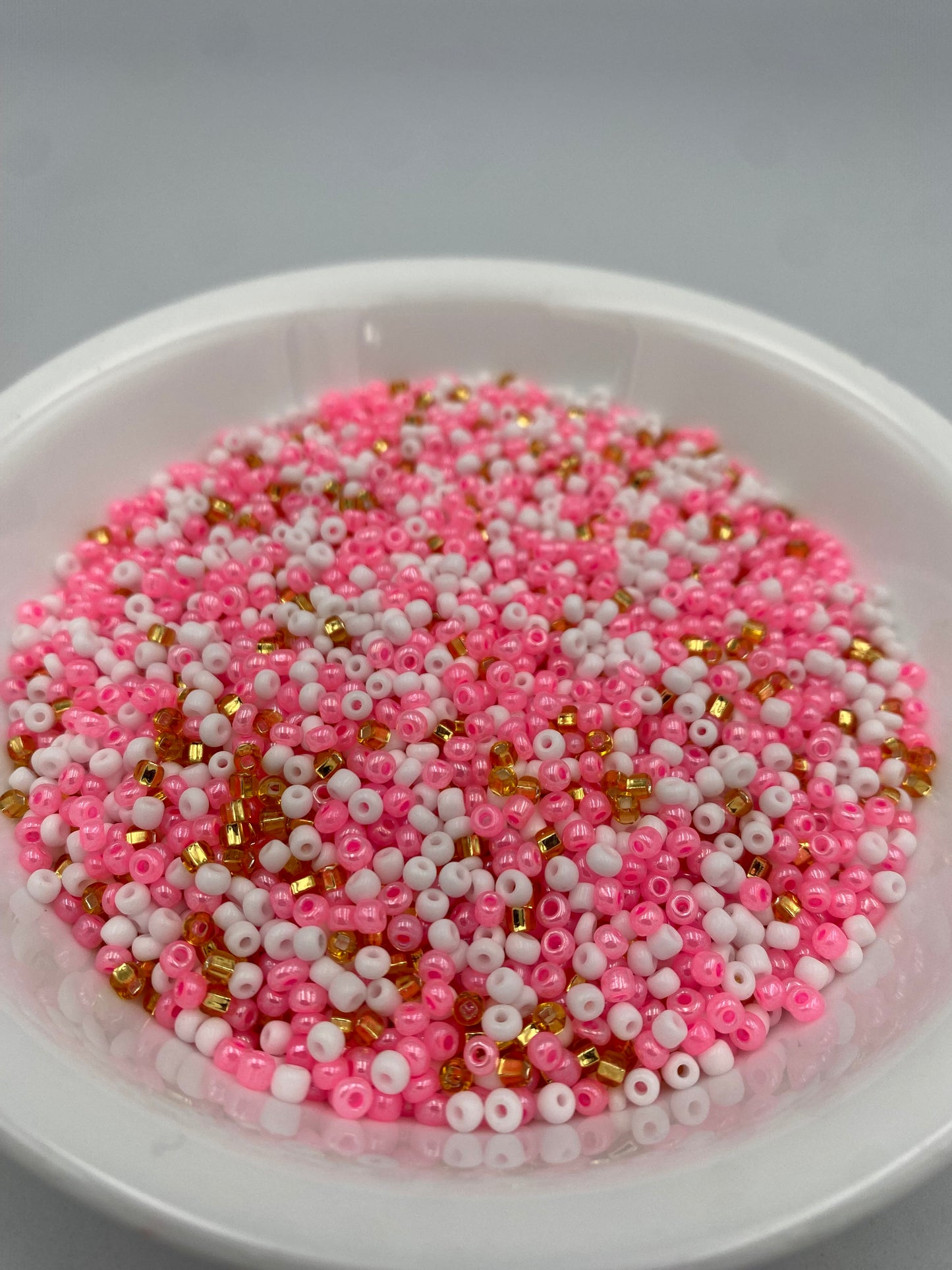 Mix Seed Beads- Multicolored 3mm -8/0 Glass Seed Beads For Jewelry Making,  Pink Gold & White Mix- DIY Waist beads, Bracelet Necklace Earrings