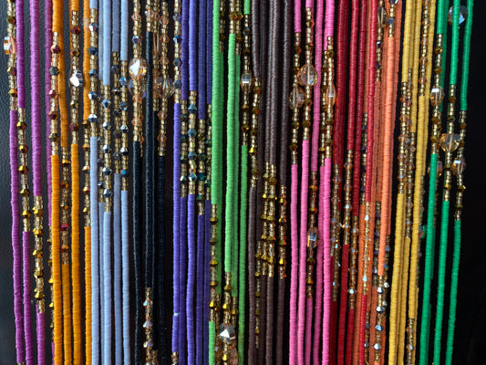 Vinyl Waist Bead- Clay beads- Flat disc waistbeads- 45”- 50”