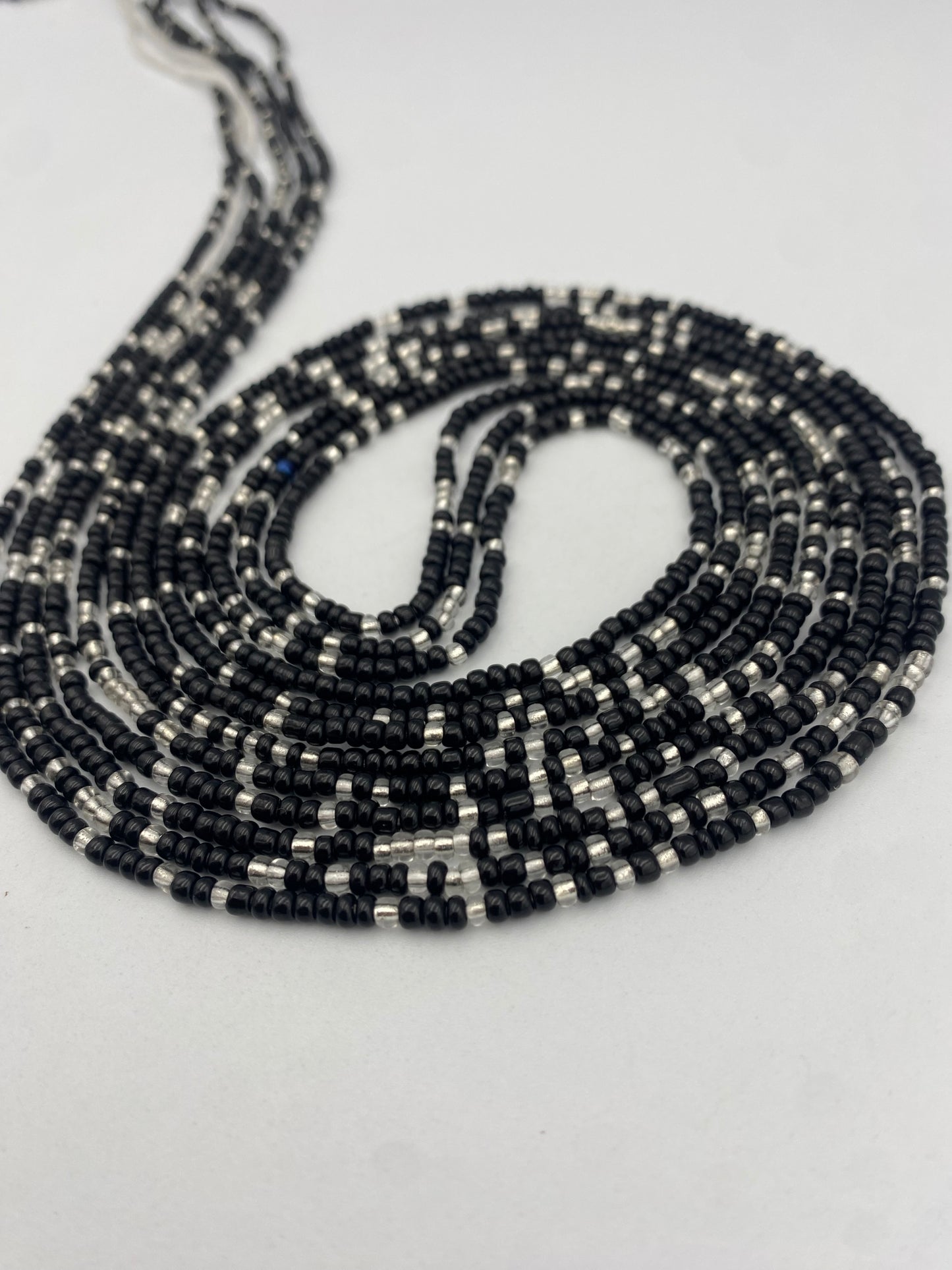 Black and Silver- Tie On Waist Bead
