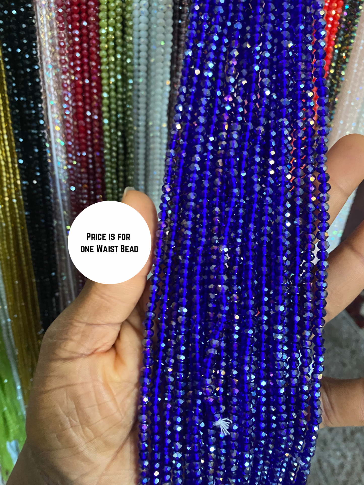 Crystal WaistBeads -TikTok Waist Beads – Variety of Styles – African Waist Jewelry – Tie-On (45”) – Add to Cart, Buy Now – Price Per 1 Waist Bead