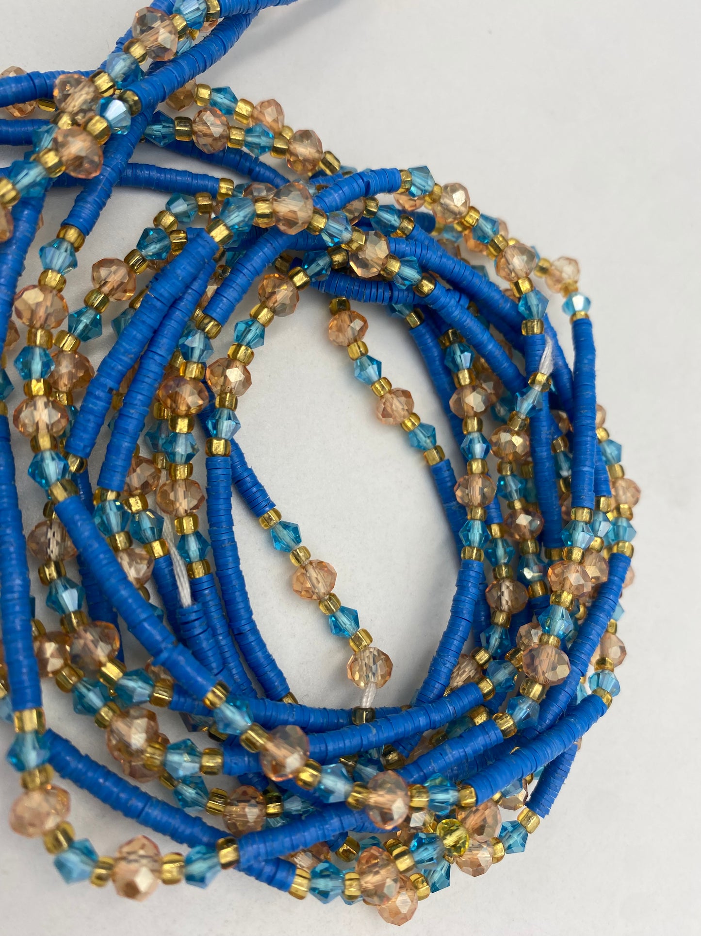 Vinyl Flat Disc Waist Bead | Clay Beads African Waist Beads | Adjustable Tie-On 45”–50”