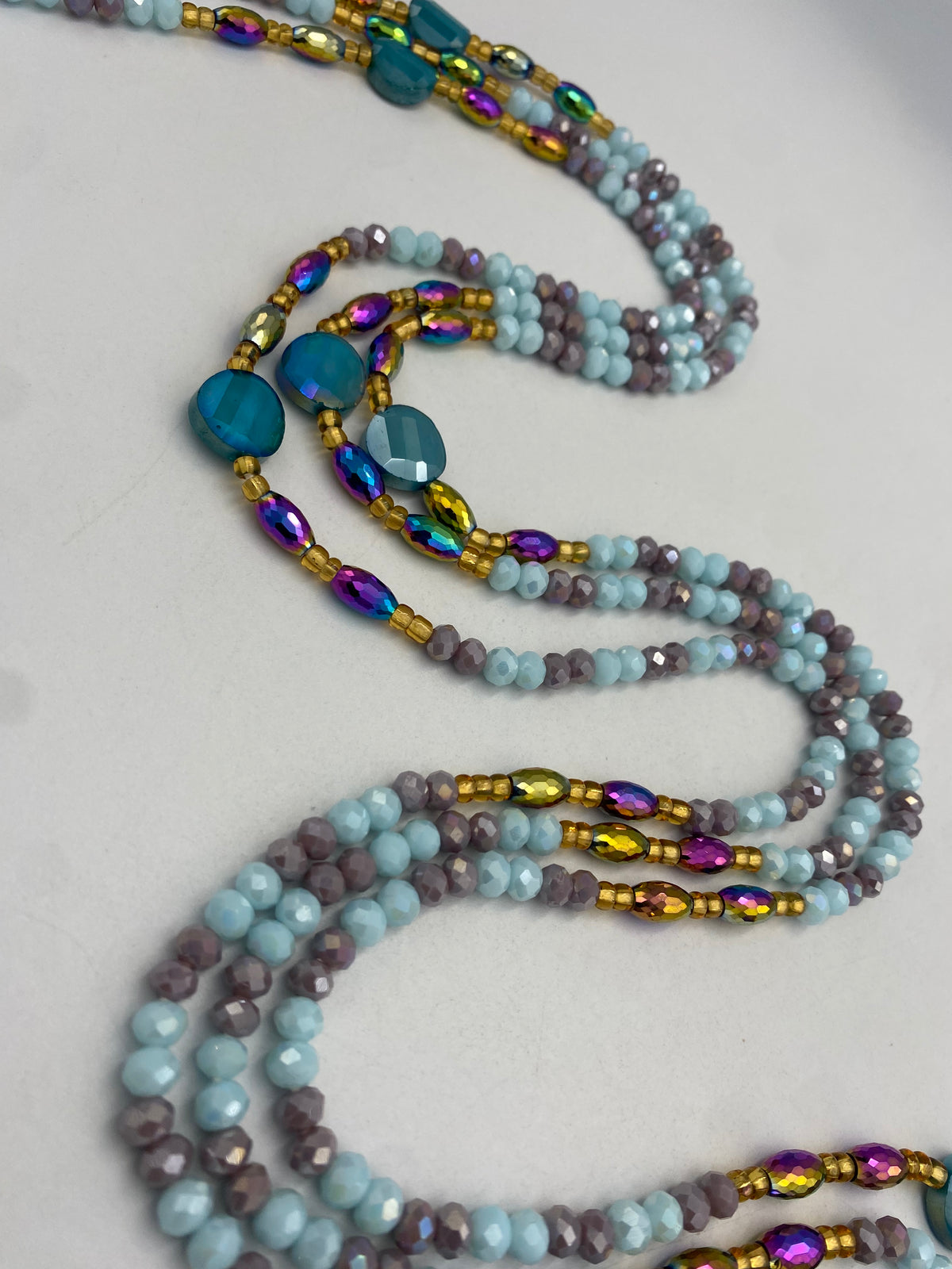 Blue & Gray Luxury Crystal Waist Bead 45”| 1 PC