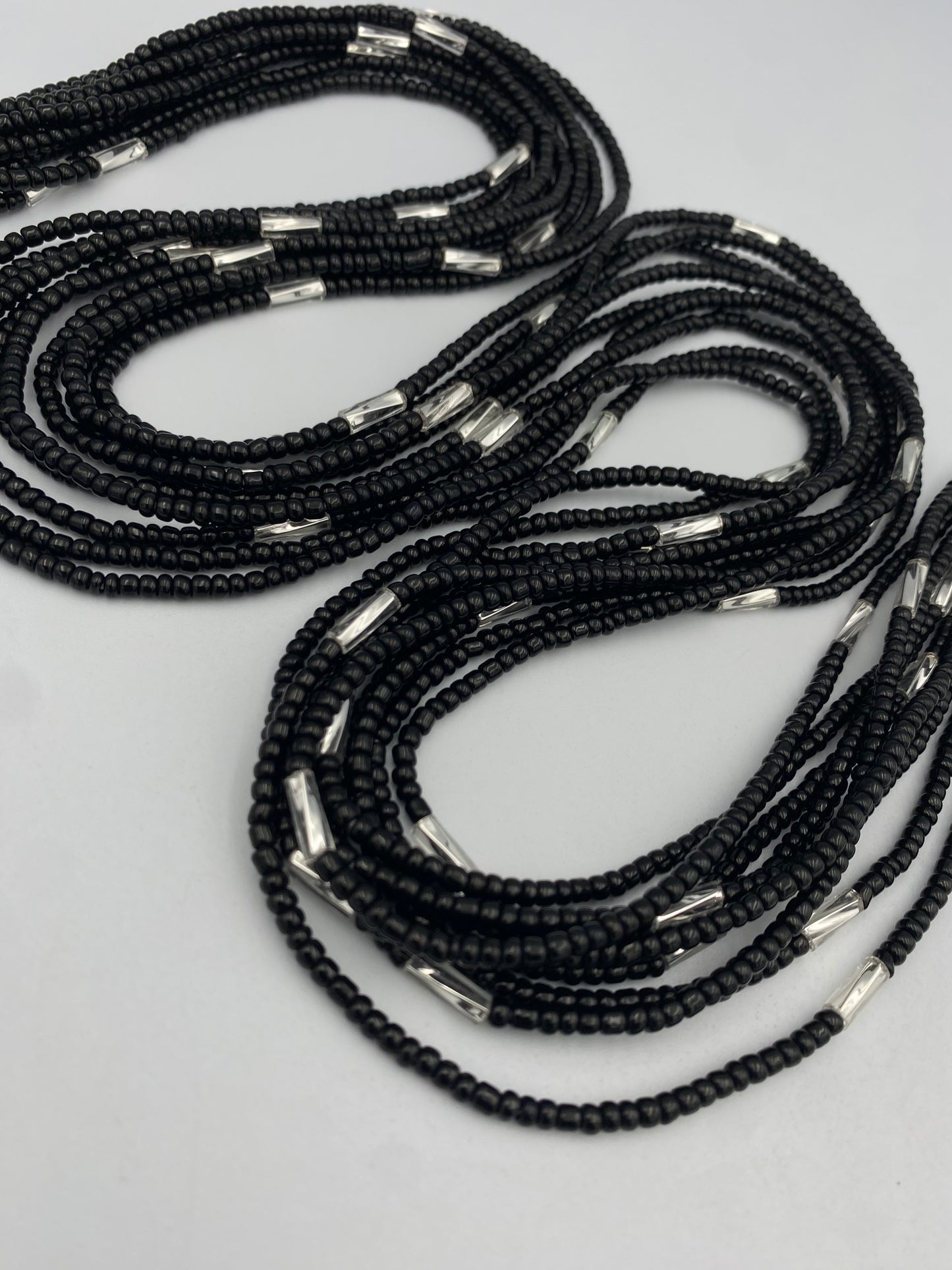 Black & Silver  Waist Beads | African Body Jewelry | Price per Waist Bead (45”-50”) – Tie-On
