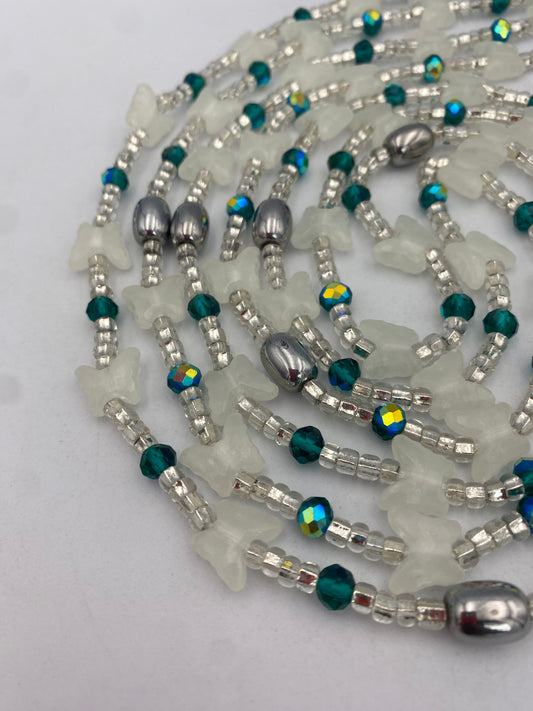 Subtle Glow in the dark Waist Beads- Butterflies|  African Waistbeads-Tie On 45"- 50"- Price Per Waist Bead- Add to Cart Now