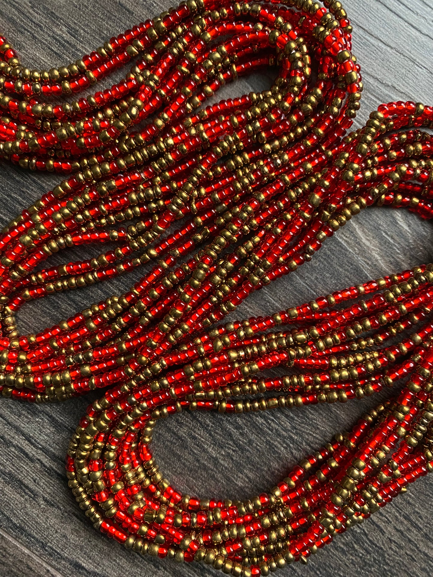 Red & Bronze Waist Bead – Luxury Tie-On Belly Beads for Women | Proverbs 31 Faith-Inspired Jewelry