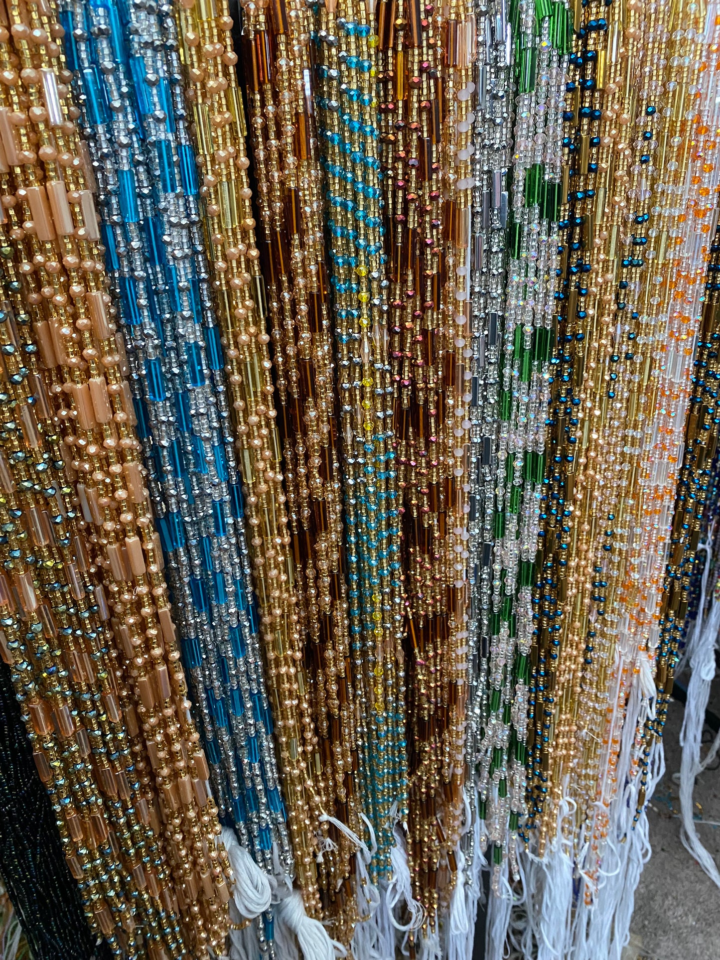 Wholesale African Waist Beads – Crystal Tie-On Strands 45”–50” (Bulk 25pcs Pack)