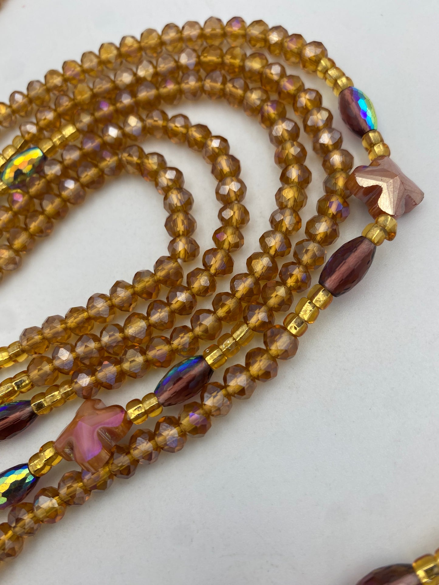 Brown Crystal Waist Bead | Waist Beads – Luxury Tie-On Beaded Jewelry  | Body Adornment & Weight Tracking | Price Per Item | 45–Inches