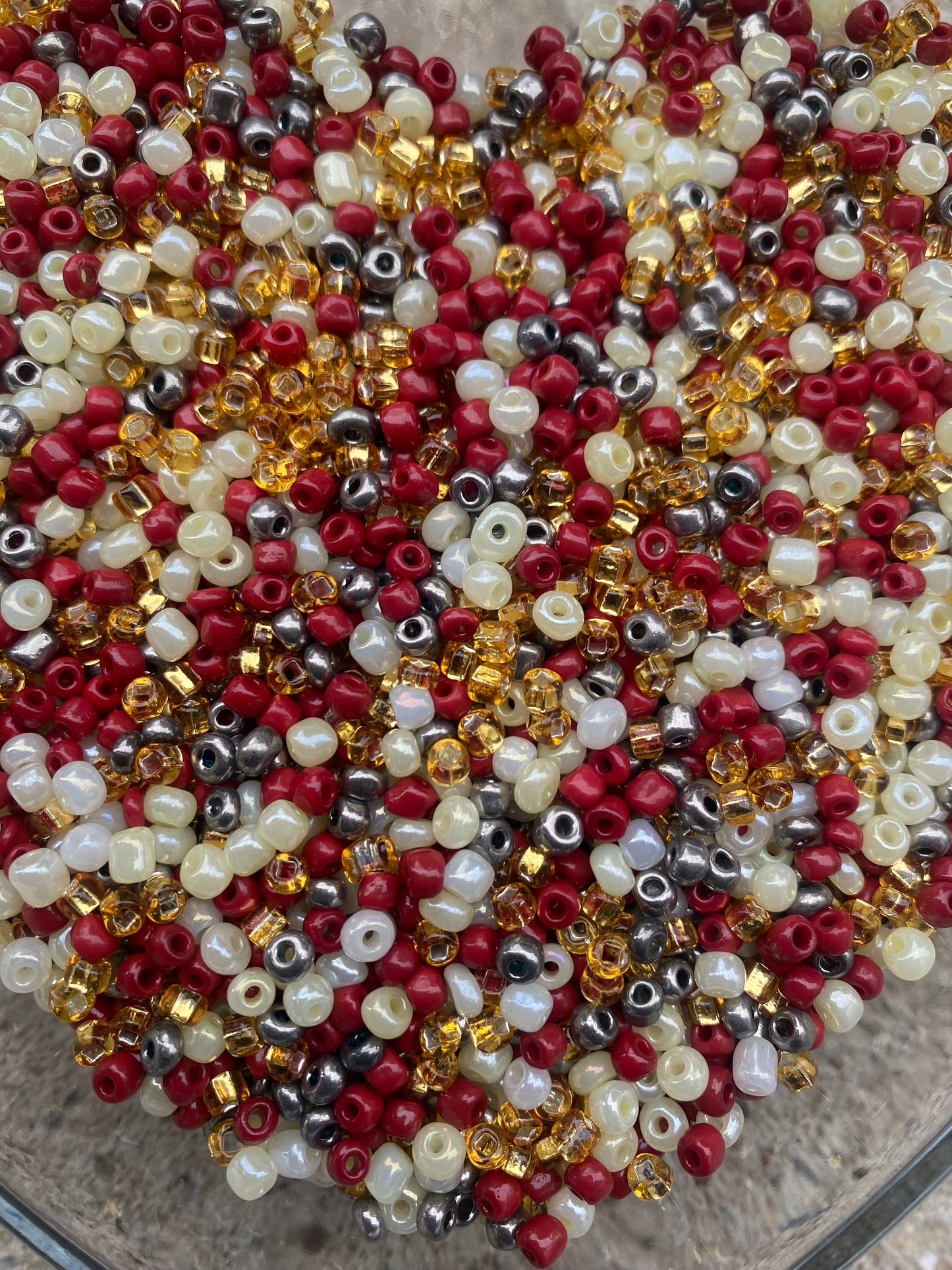 Mix Seed Beads- Multicolored- 4mm- 6/0 Glass Seed Beads For Jewelry Making,  Burgundy Pearly Cream, Gold and Metalic Silver Mix- DIY Waist beads, Bracelet Necklace Earrings