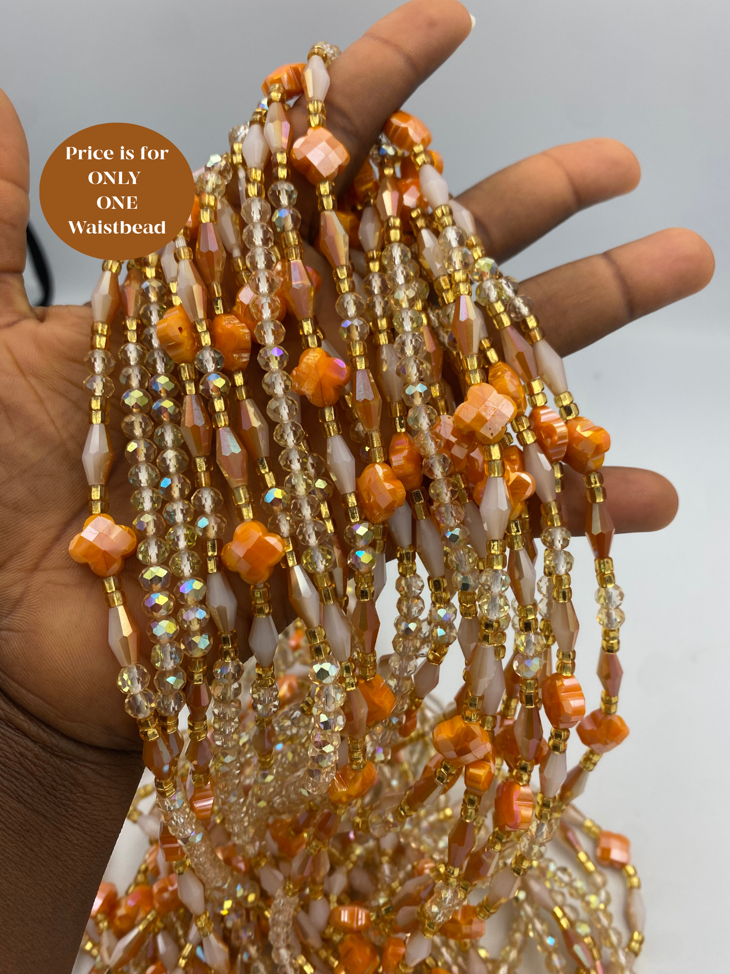 Sunset Nectar~ Crystal Waist Bead- Price Per Waistbead- Add to Cart- Tie On- 45”