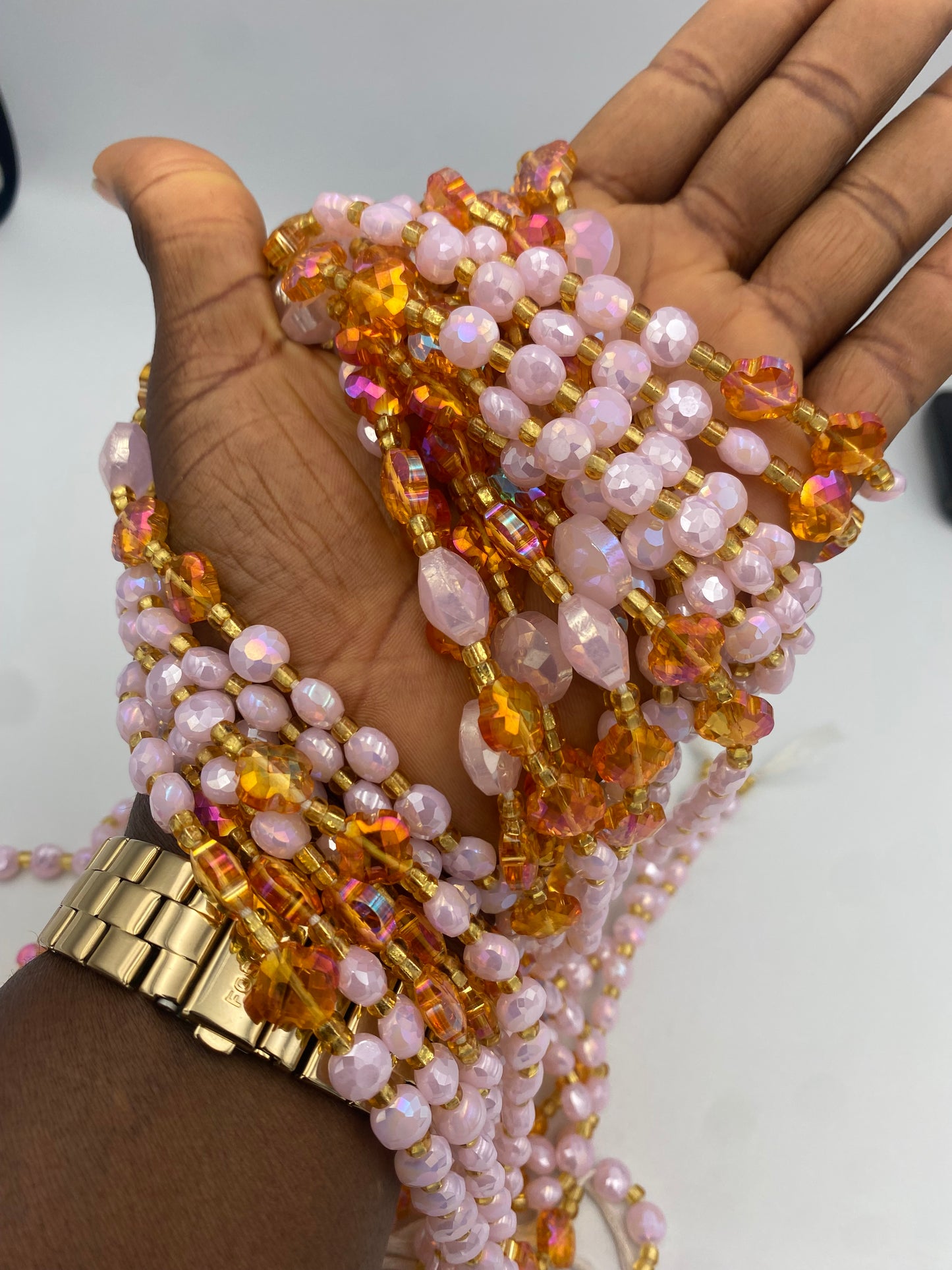 Hannah - Pink Luxury Crystal Waistbeads- Price per Waistbead- Tie On
