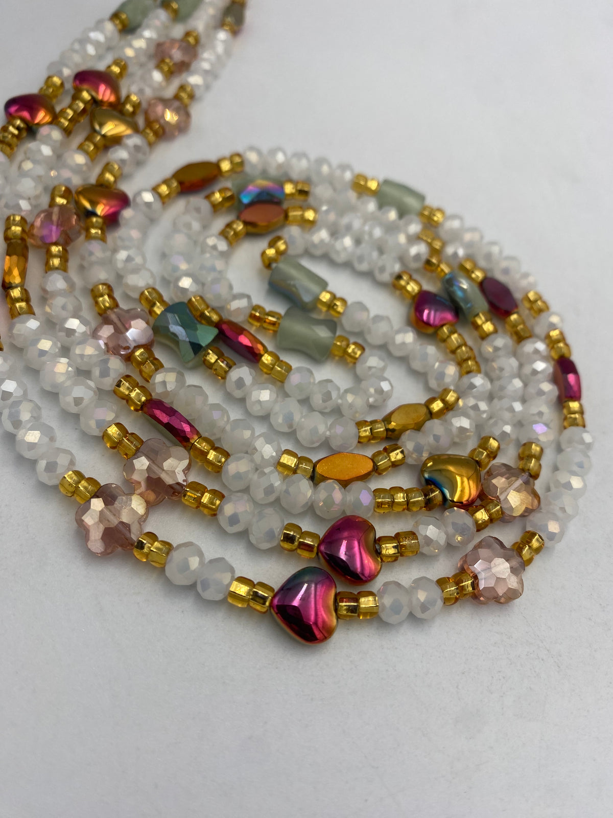 White Luxury Crystal Waist Bead 45”| 1 PC