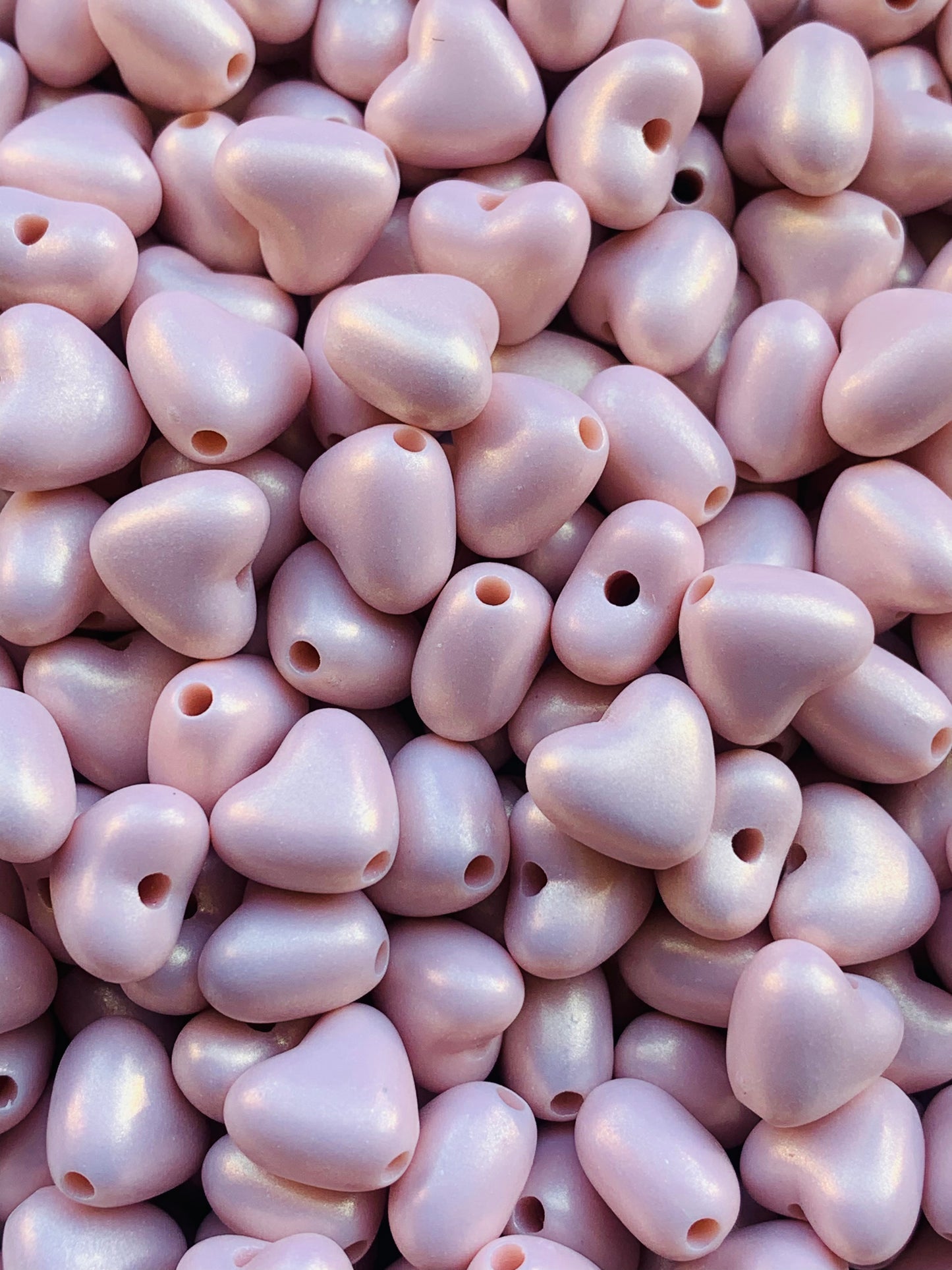 Heart Beads,  Acrylic Heart Beads, Plastic Heart Shape Beads, Vertical Hole Hearts - 100 Pcs