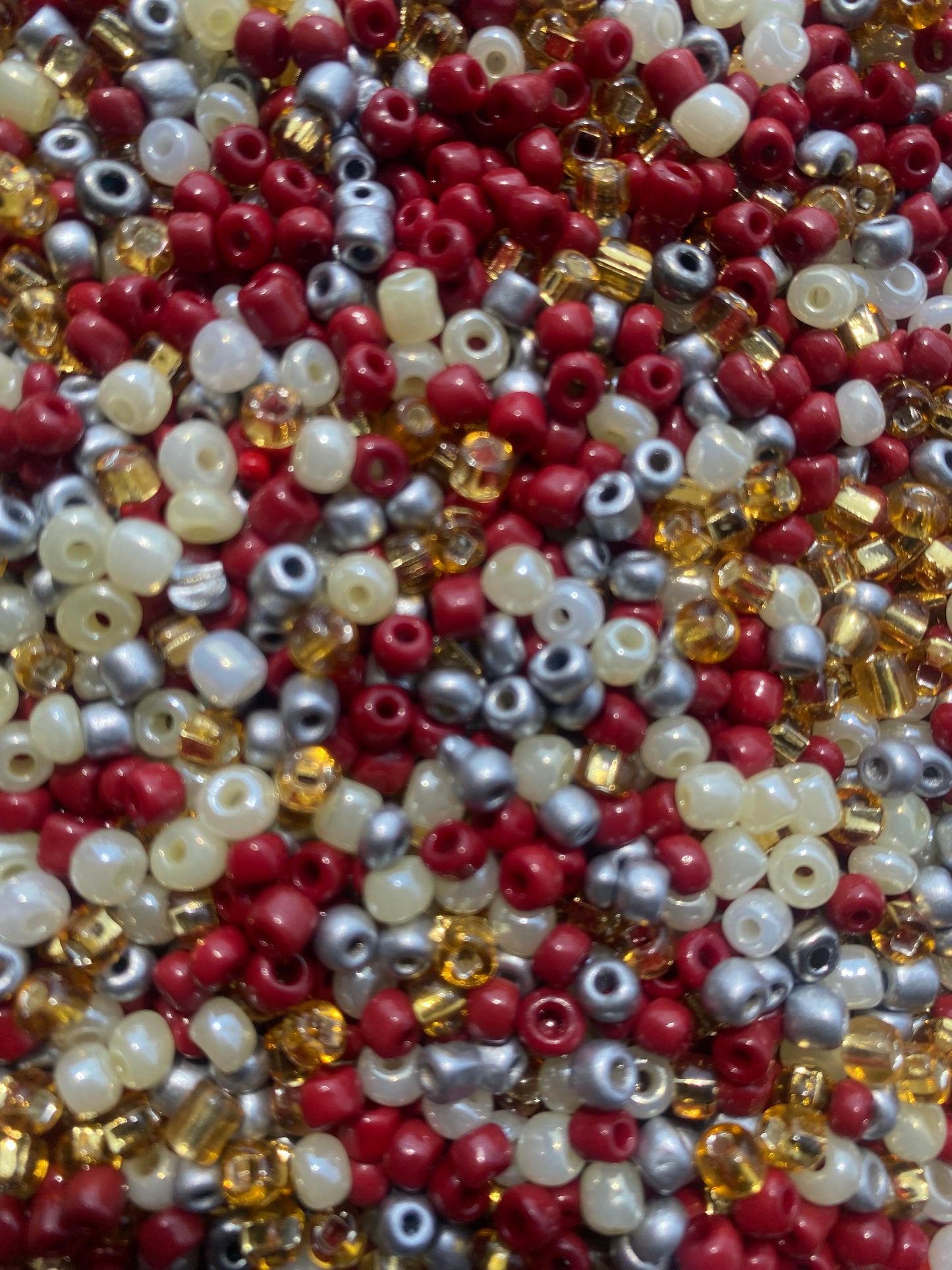 Mix Seed Beads- Multicolored- 4mm- 6/0 Glass Seed Beads For Jewelry Making,  Burgundy Pearly Cream, Gold and Metalic Silver Mix- DIY Waist beads, Bracelet Necklace Earrings