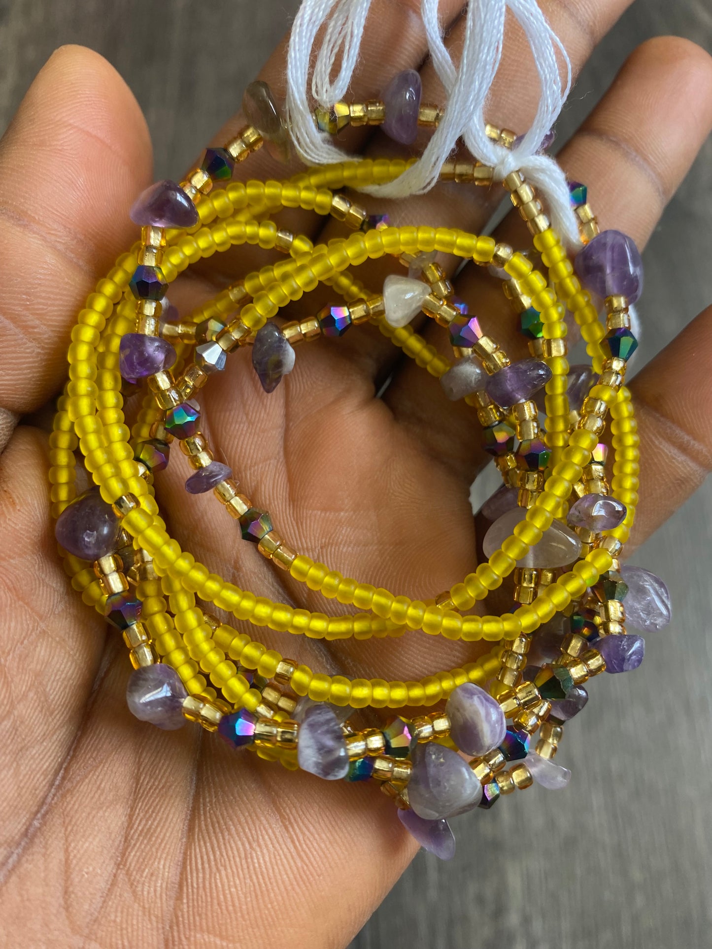 Amethyst  - Yellow Waistbeads- Natural stone waistbead