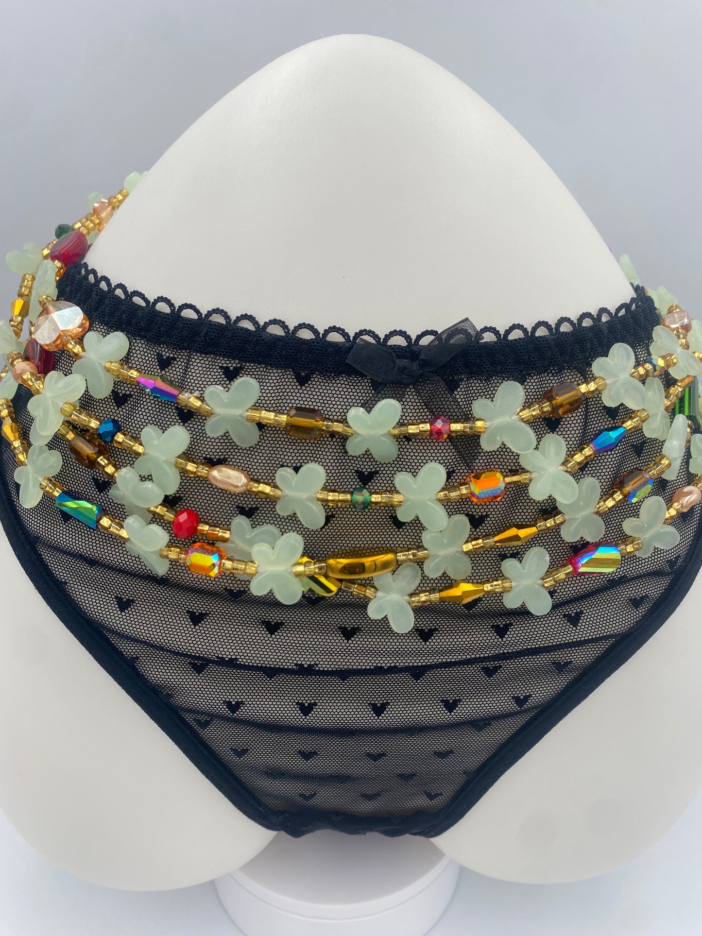 Subtle Glow in the dark Waist Beads- Blue and - Butterfly waistbeads-Tie On 45"- 50"- Price Per Waist Bead- Add to Cart Now