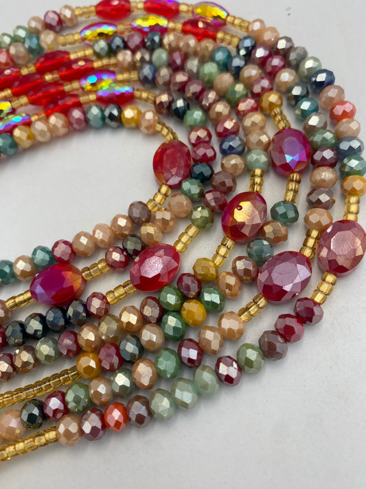 Multicolored | Waist Bead Weightloss |  Waist Beads – Luxury Tie-On Beaded Jewelry | Crystal WaistBead  | Body Adornment & Weight Tracking | Florence - 45–Inches |