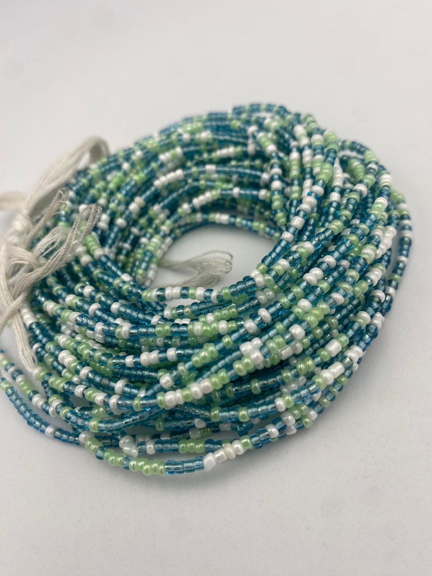 Multicolored handmade tie-on waist bead, 45-50 inches