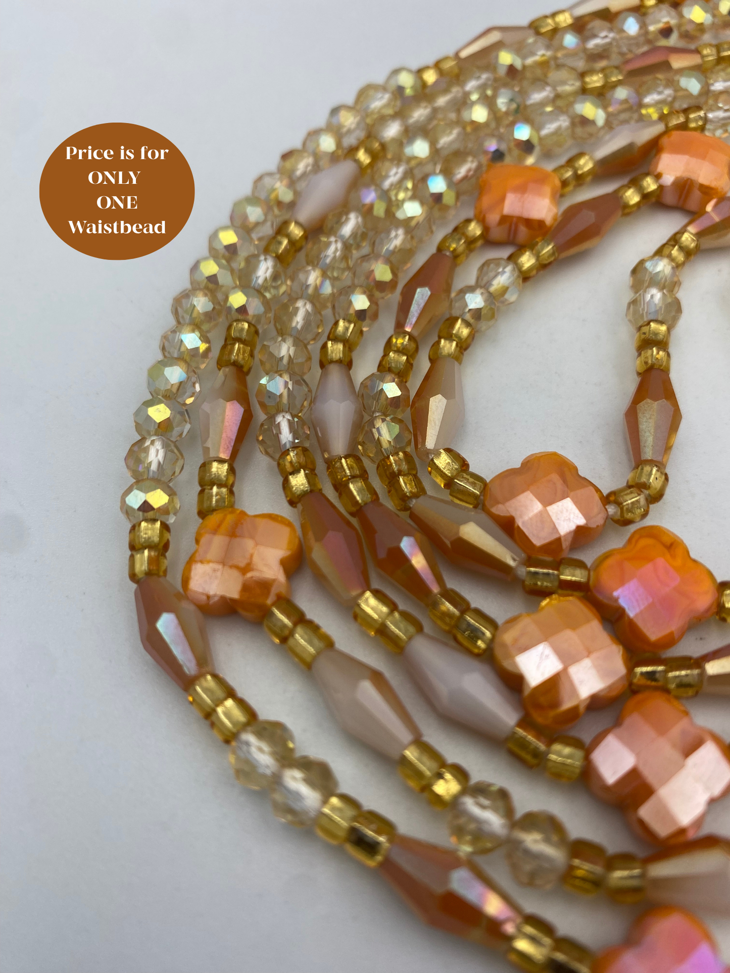Sunset Nectar~ Crystal Waist Bead- Price Per Waistbead- Add to Cart- Tie On- 45”