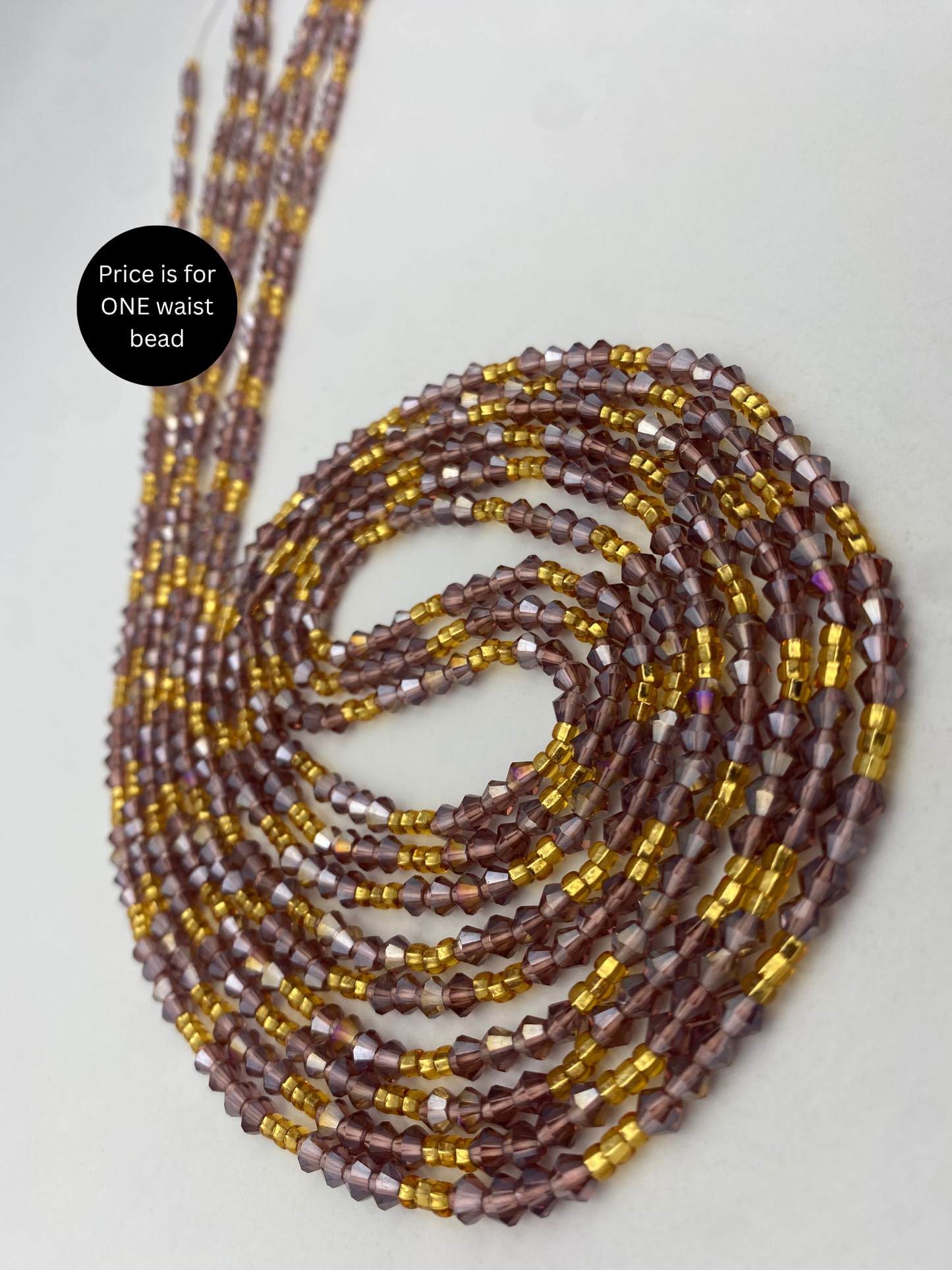Variety of Crystal Waist Beads, Bicones, Mini crystal Waistbeads-  Choose your Color- Price Per Item - Tie On 40”-50”