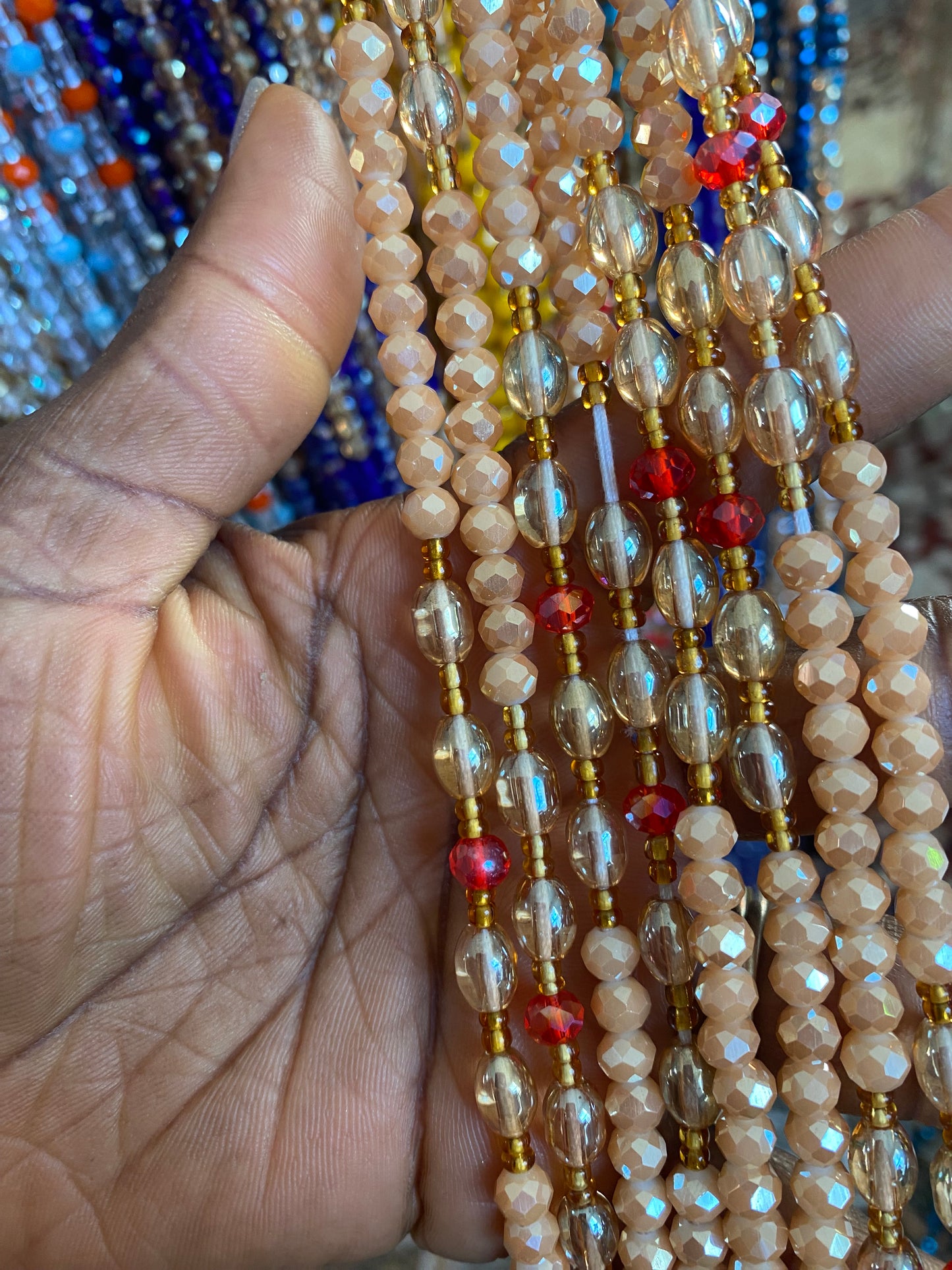 Wholesale African Waist Beads – Crystal Tie-On Strands 45”–50” (Bulk 25pcs Pack)