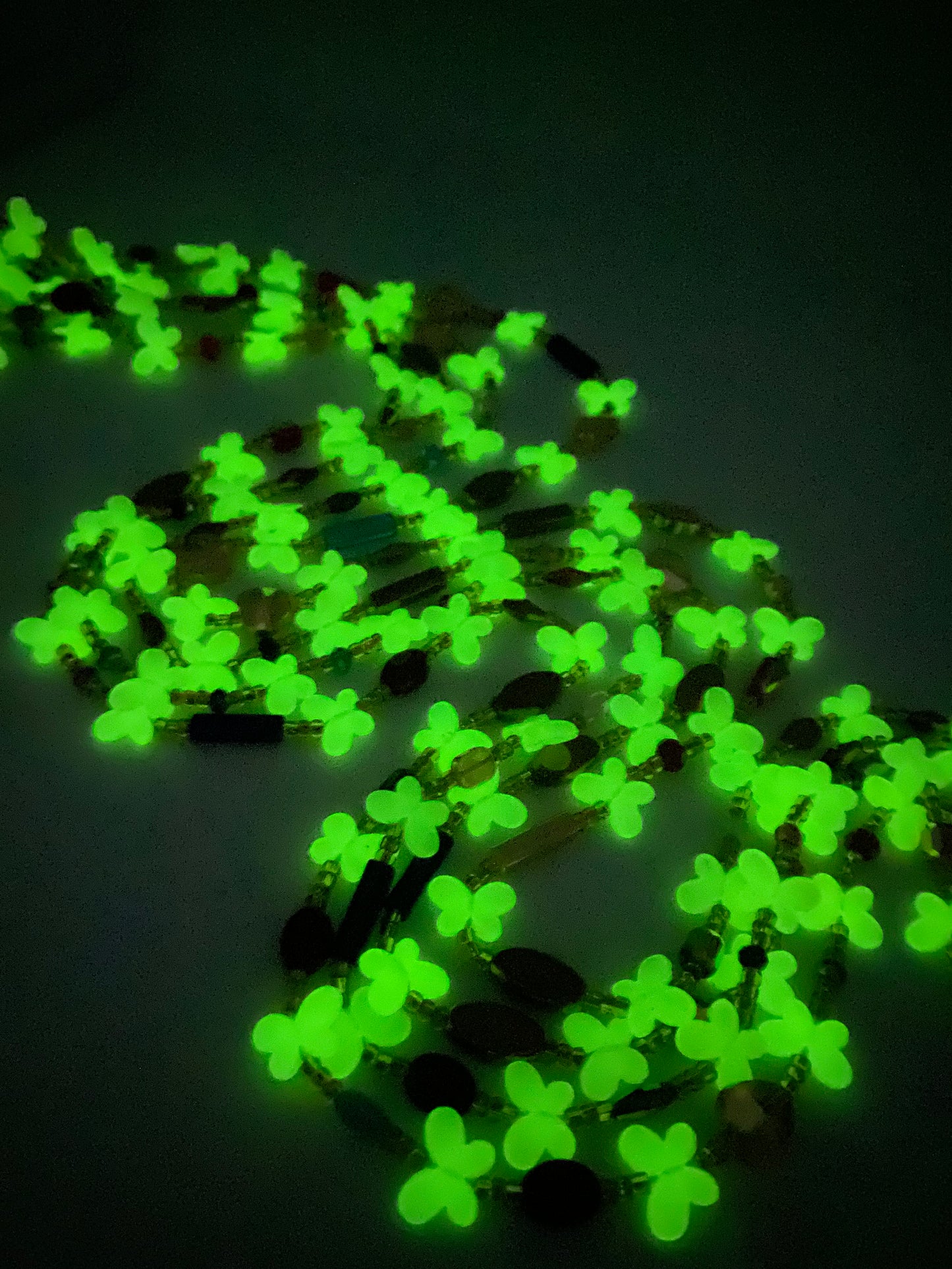 Subtle Glow in the dark Waist Beads- Blue and - Butterfly waistbeads-Tie On 45"- 50"- Price Per Waist Bead- Add to Cart Now