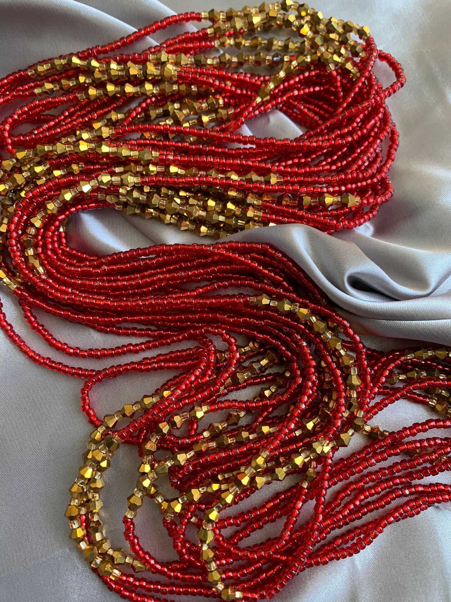 Red & Bronze- Waist Bead