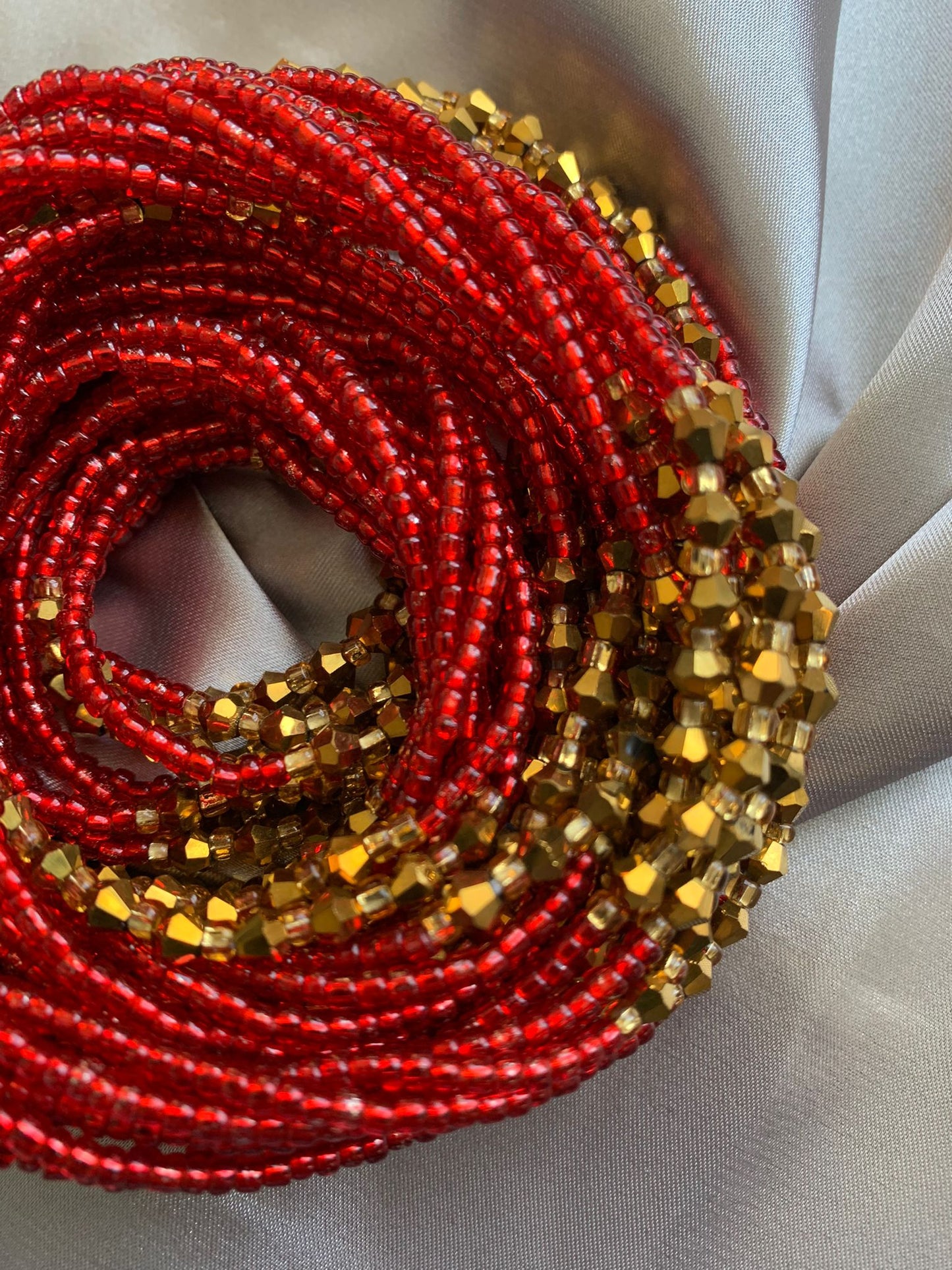 Red & Bronze- Waist Bead