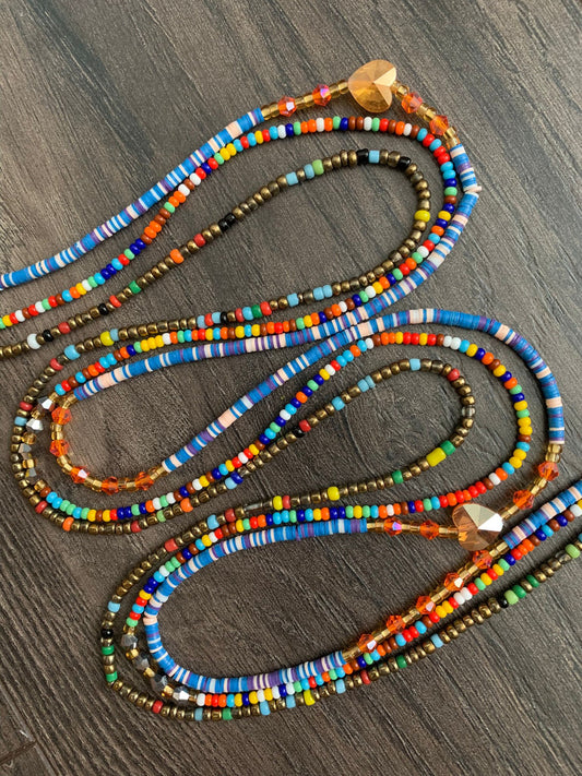 Multicolored 3-Piece Waist Beads Set