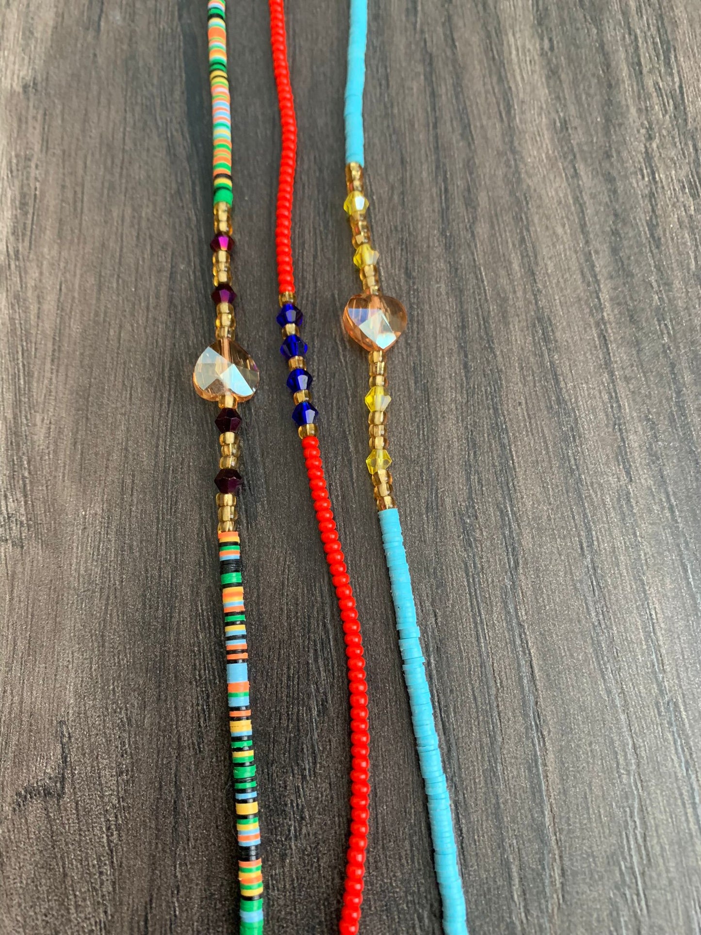 Multicolored-  3 Pc Waist Beads Set
