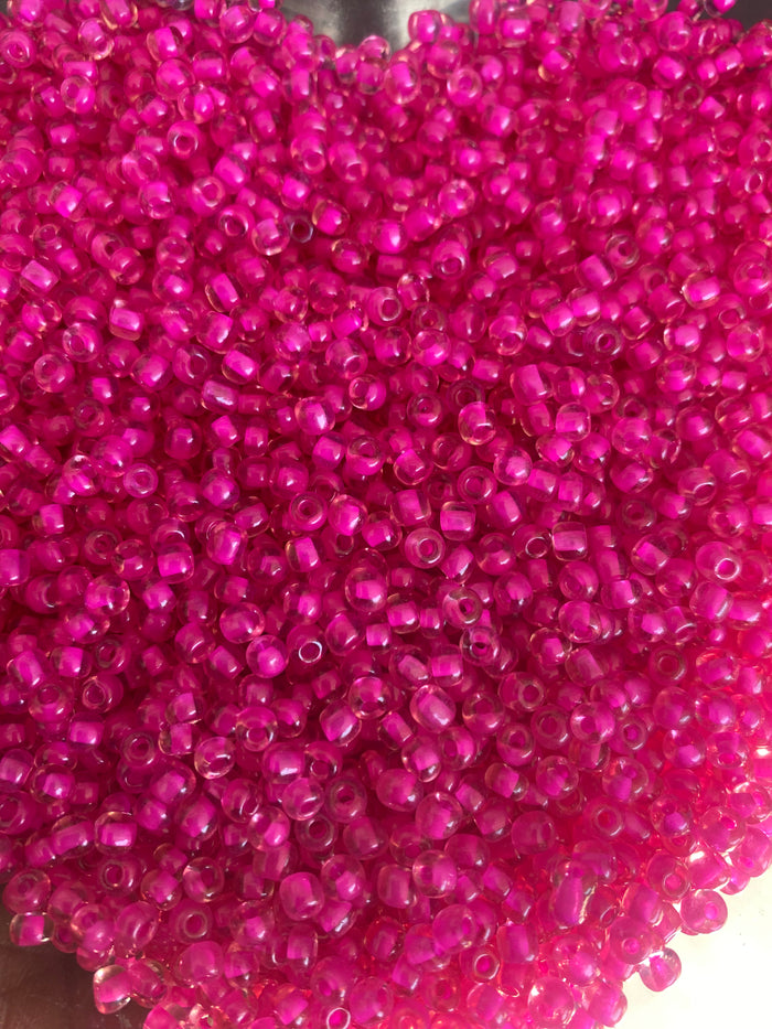 Bright hot pink / fuchsia color or Magenta Pink4mm- 6/0 Glass Seed Beads For Jewelry Making,  DIY Waist beads, Bracelet Necklace Earrings