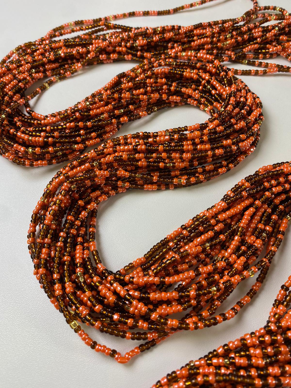 Pumpkin Spice Waist Bead-Adjustable Tie On Waist Bead, Fall Inspired 45-50" Strand, Bohemian Belly Chain, Body Jewelry