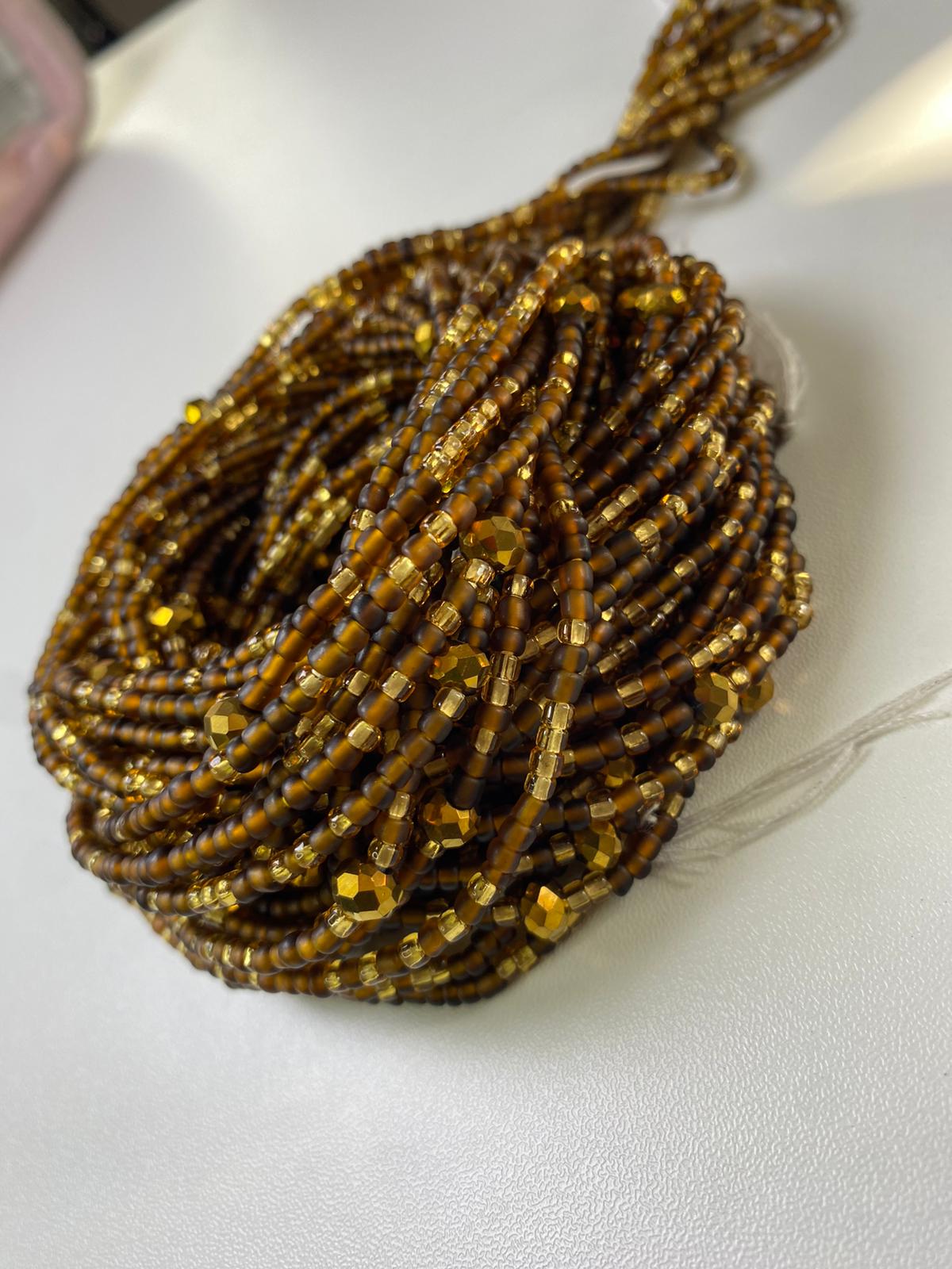 Cocoa Charm Waist Bead -Tie On Waist Bead in Fall Colors, 45-50" Strand, Bohemian Belly Bead, Body Jewelry, Autumn Inspired