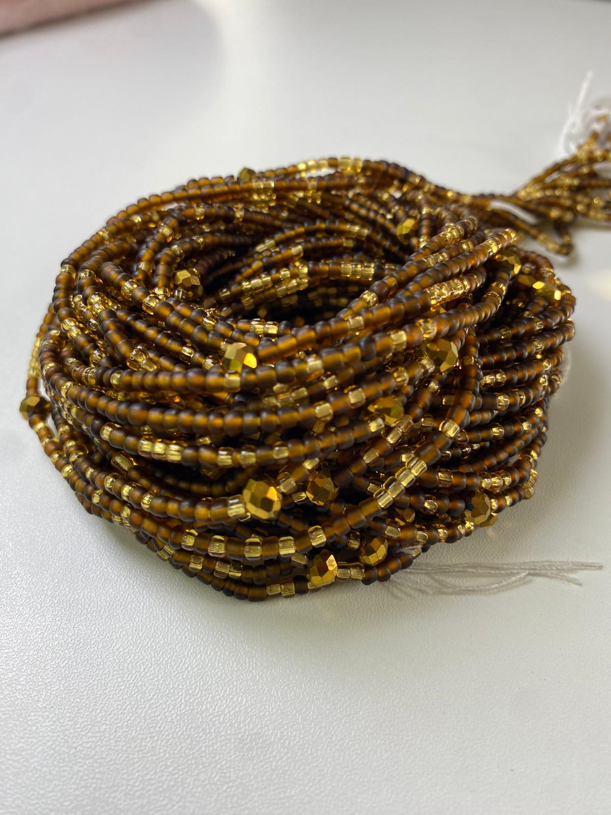 Cocoa Charm Waist Bead -Tie On Waist Bead in Fall Colors, 45-50" Strand, Bohemian Belly Bead, Body Jewelry, Autumn Inspired