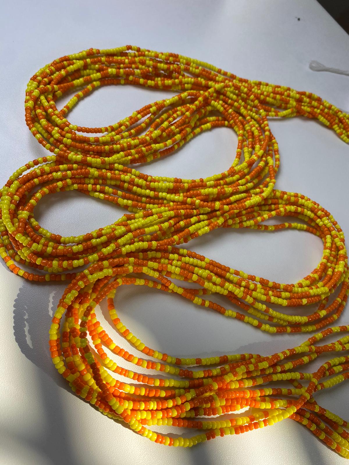 Sunset Glow Waist Beads-Fall Colors Tie On Waist Bead, 45-50" Strand, Boho Belly Bead, Autumn Inspired Body Chain